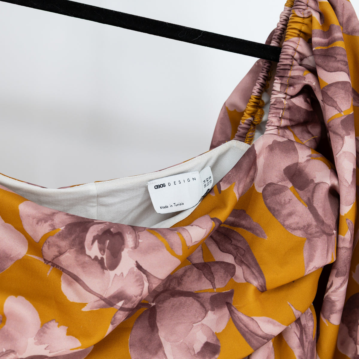 ASOS Design Orange Purple Floral Flower Print Pattern Square Neck Mini Dress 10