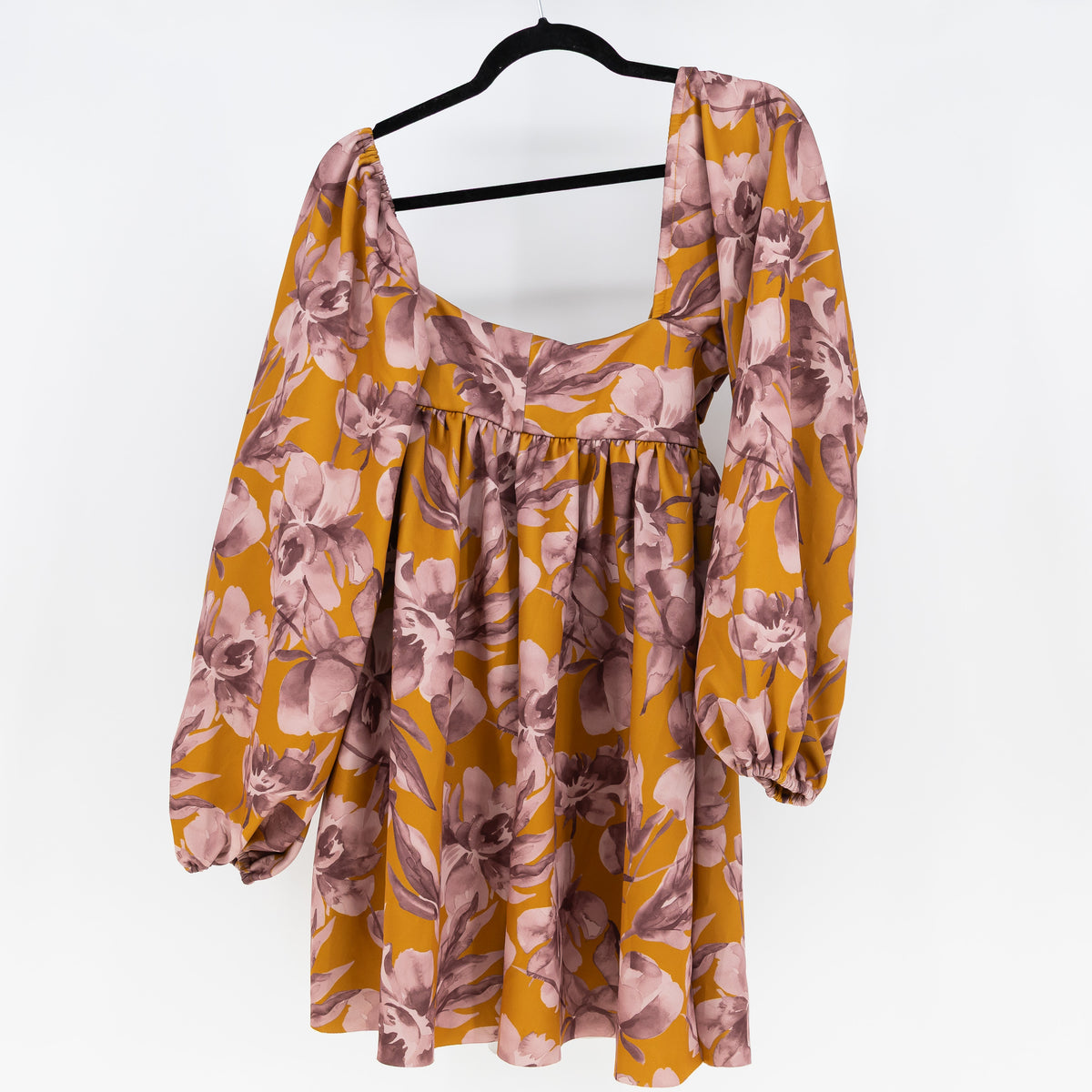 ASOS Design Orange Purple Floral Flower Print Pattern Square Neck Mini Dress 10
