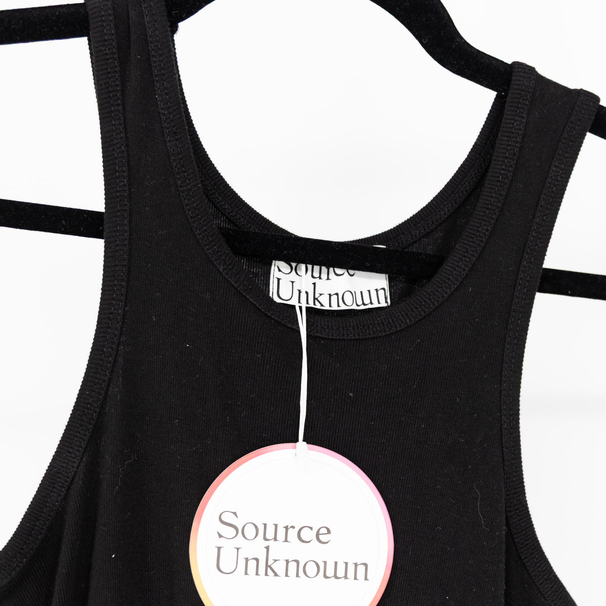 NEW Source Unknown Cotton Poplin Ribbed Knit Stretch Midi Cotton Dress Black