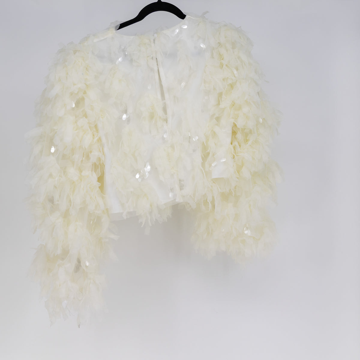 NEW ASOS Edition Sequin Sparkle Fringe Embellished Crew Neck Pullover Shirt Top