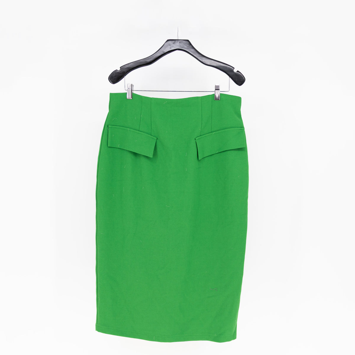 NEW Zara High Waisted Crepe Multi Pocket Pencil Midi Skirt Green XXL