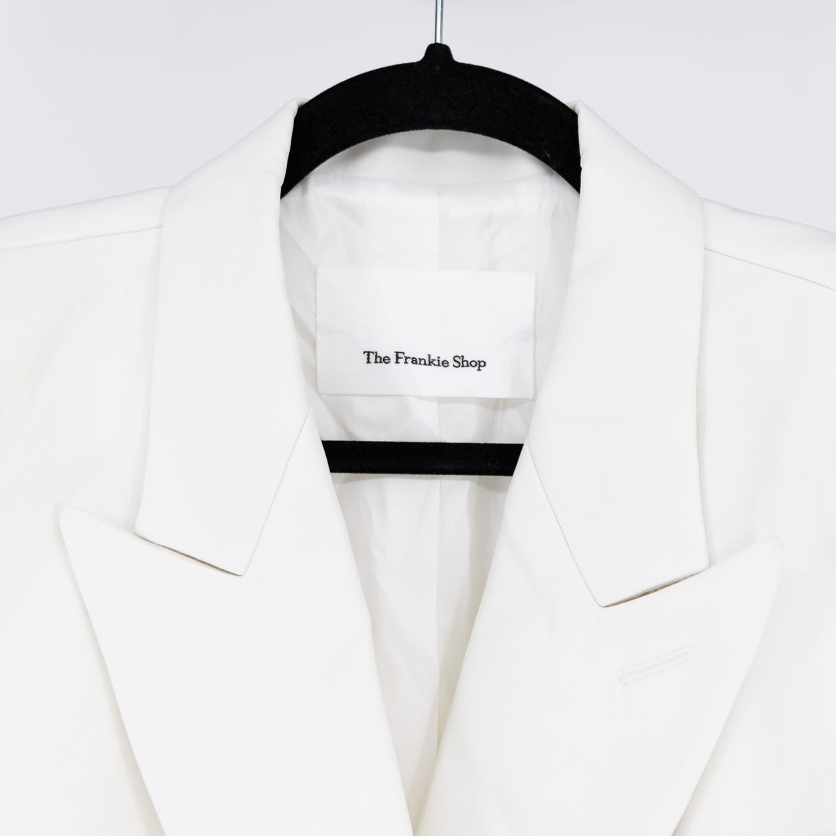 NEW The Frankie Shop Zia Covered Buttons Double Breasted Blazer Jacket White M/L