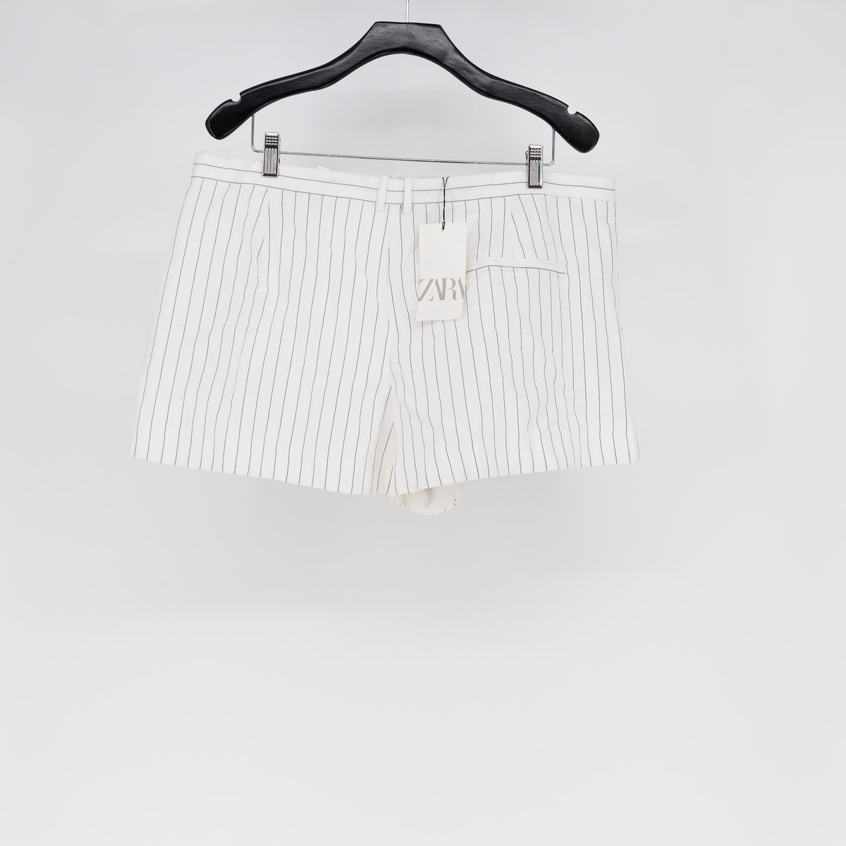 NEW Zara Women's Cotton Pleated Tuck Mini Pin Stripe Print Shorts XXL