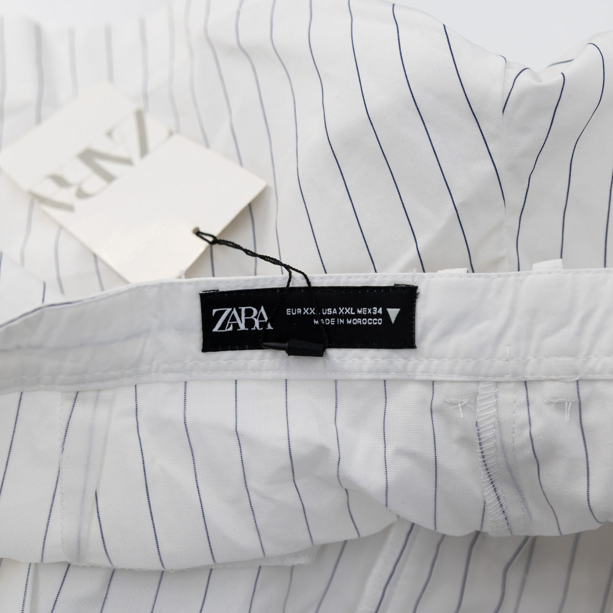 NEW Zara Women's Cotton Pleated Tuck Mini Pin Stripe Print Shorts XXL