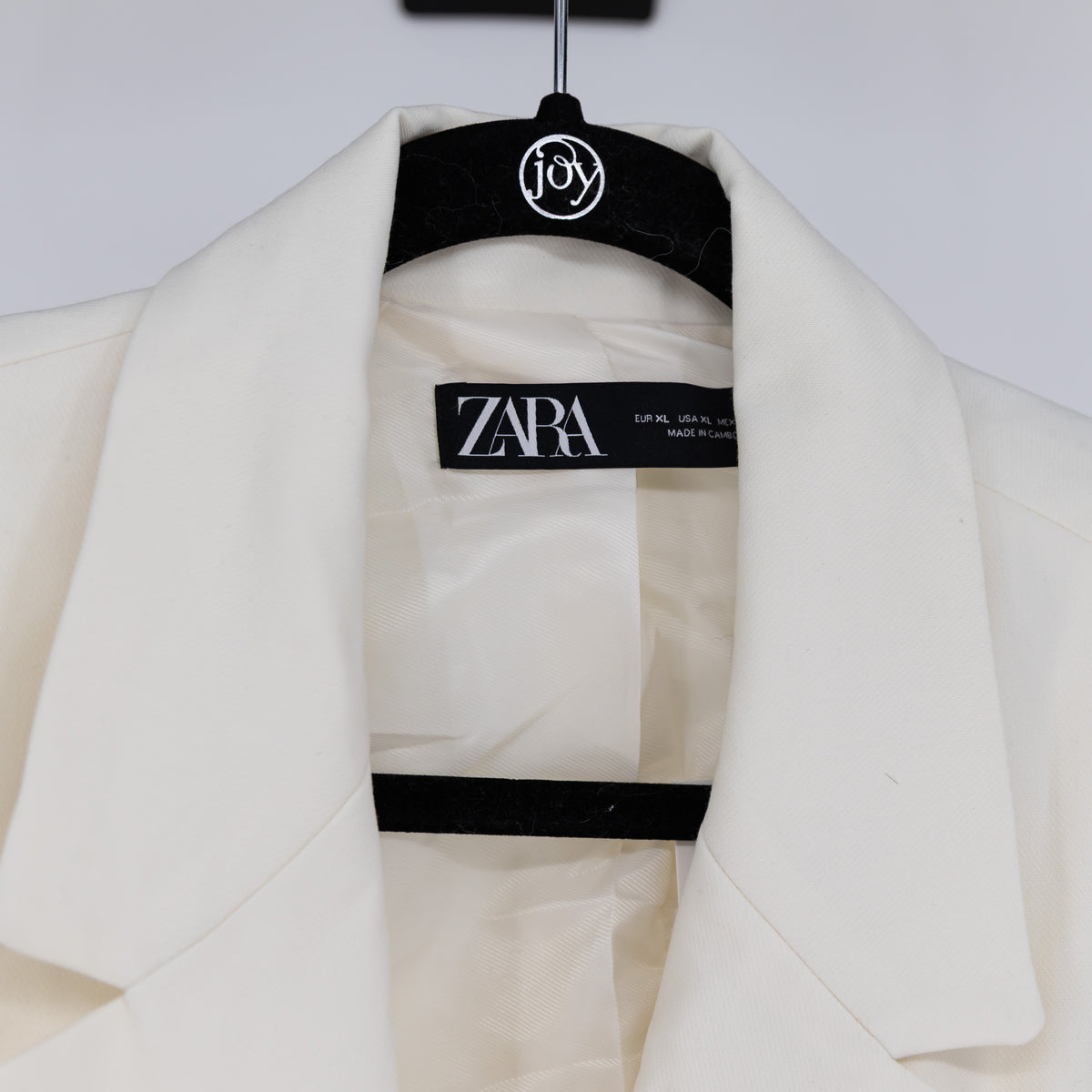 NEW Zara Women's One Button Woven Stretch Oversized Blazer Jacket Ivory XL