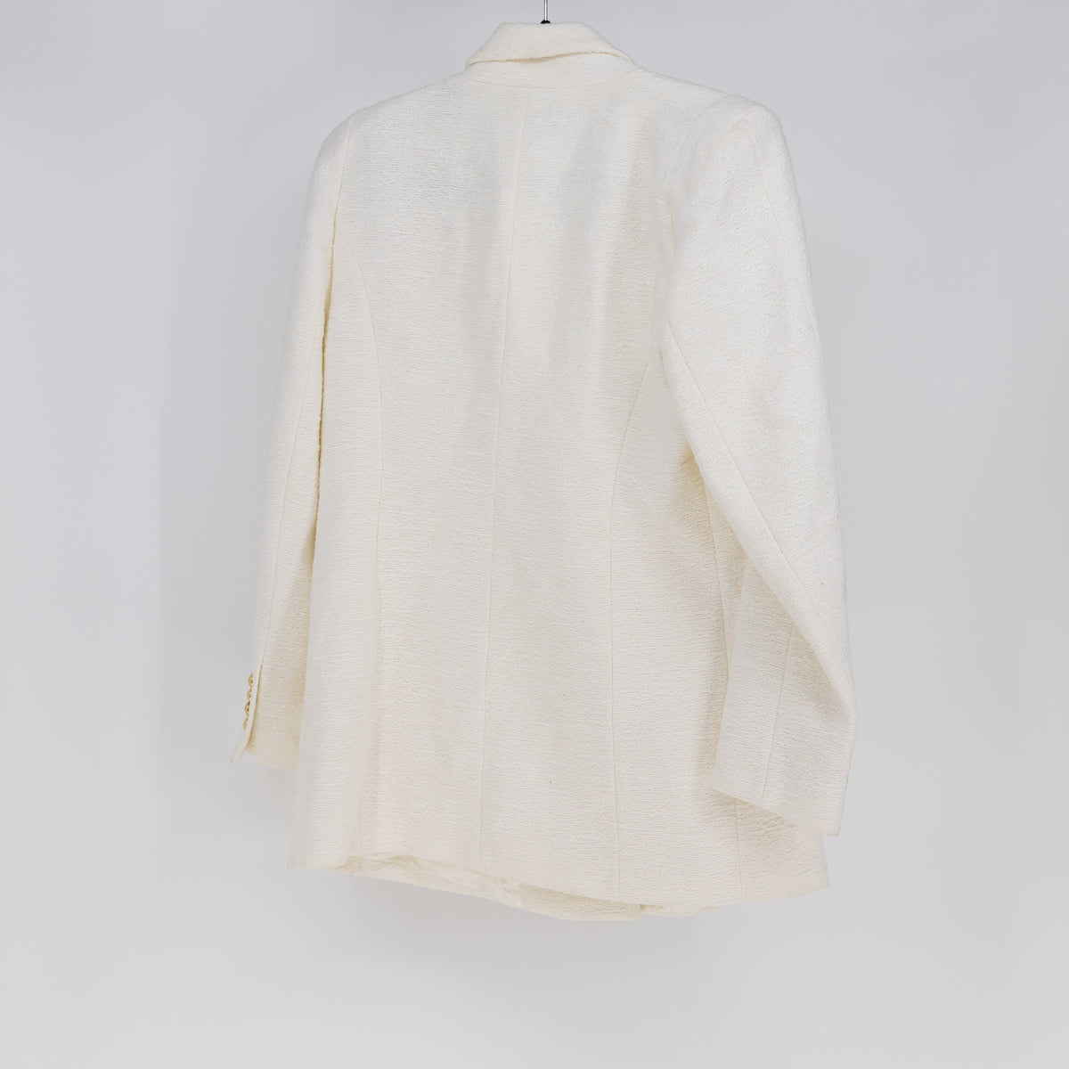 Zara Women's Textured Woven Double Breasted Blazer Jacket Ivory Gold XL