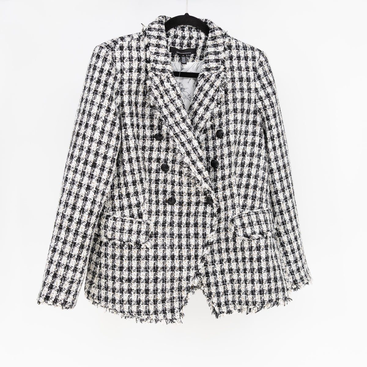 NEW White House Black Market Houndstooth Woven Textured Blazer Jacket 12