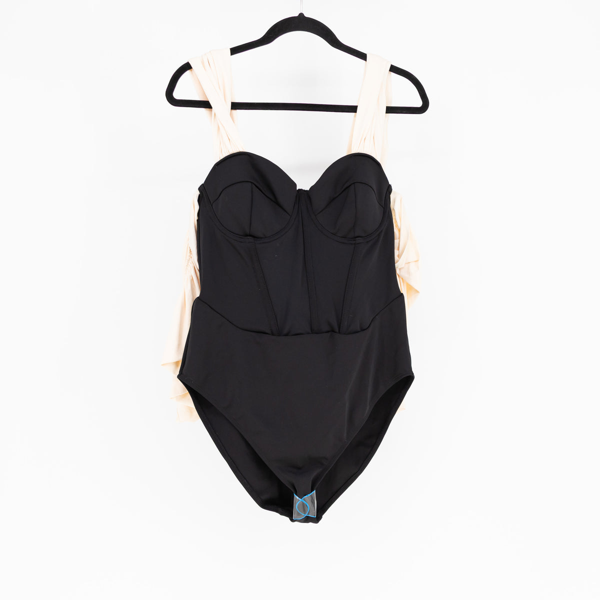 NEW ASOS Luxe One Piece Bodysuit Ruched Tank Top Black Neutral 10 