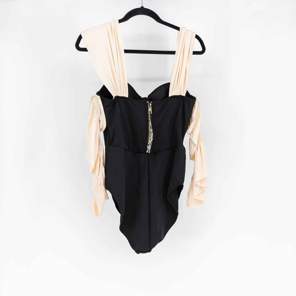 NEW ASOS Luxe One Piece Bodysuit Ruched Tank Top Black Neutral 10 