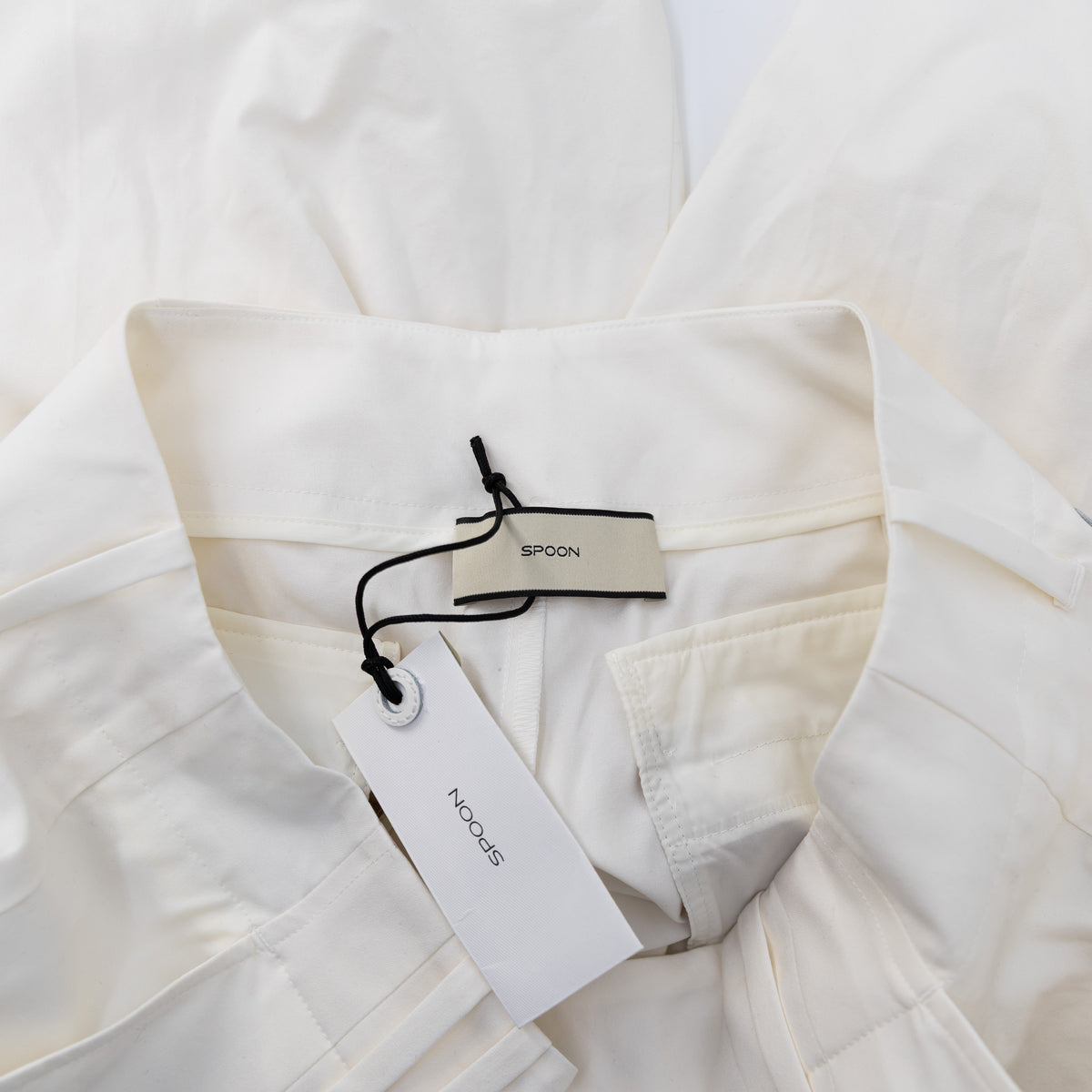 NEW Spoon Double Pleated Straight Leg Mid Rise Trouser Pants Gardenia White 12