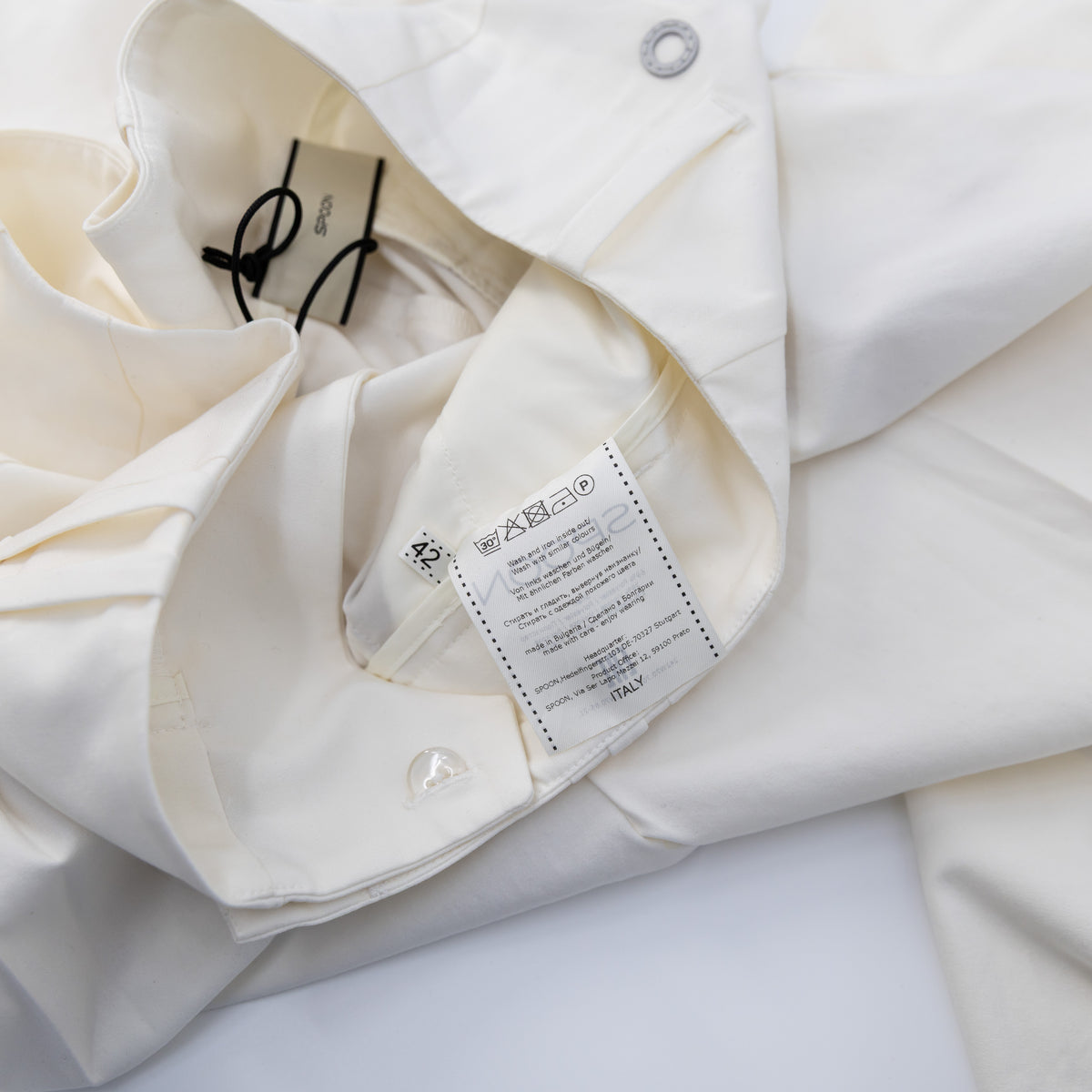 NEW Spoon Double Pleated Straight Leg Mid Rise Trouser Pants Gardenia White 12