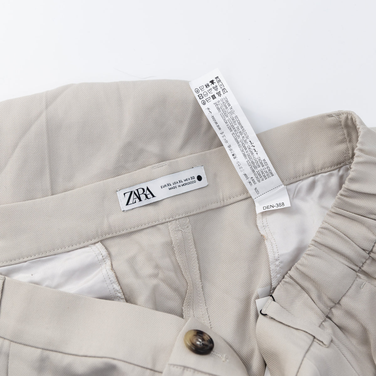 NEW Zara Mid Rise Pleated Straight Leg Casual Trouser Pants Neutral XL