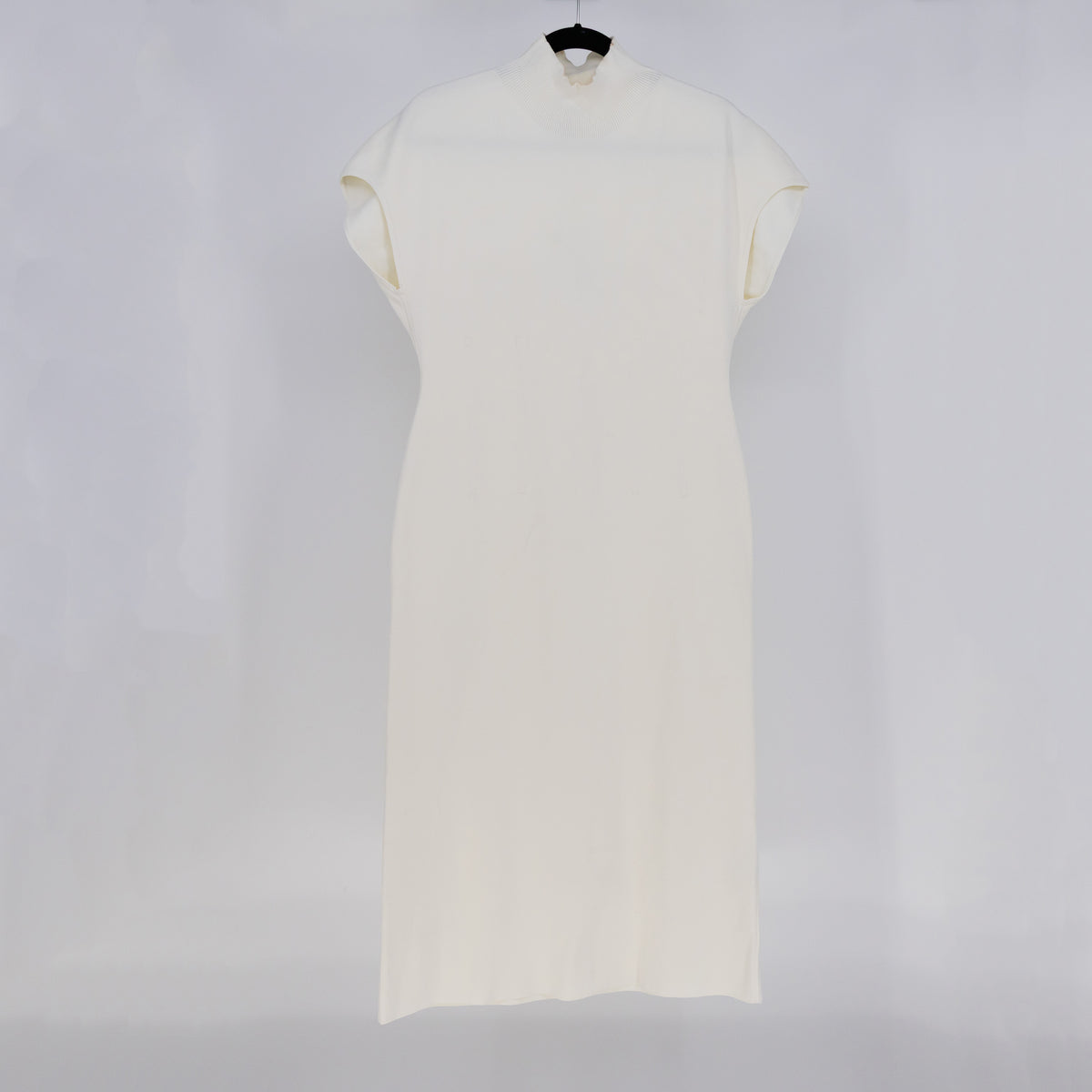 NEW COS Stretch Knit Faux Corset Short Sleeve Mock Sweater Dress Ivory Large