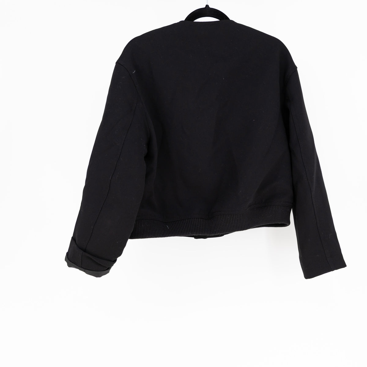 Zara Women's Crepe Button Front Multi Pocket Structured Jacket Solid Black M