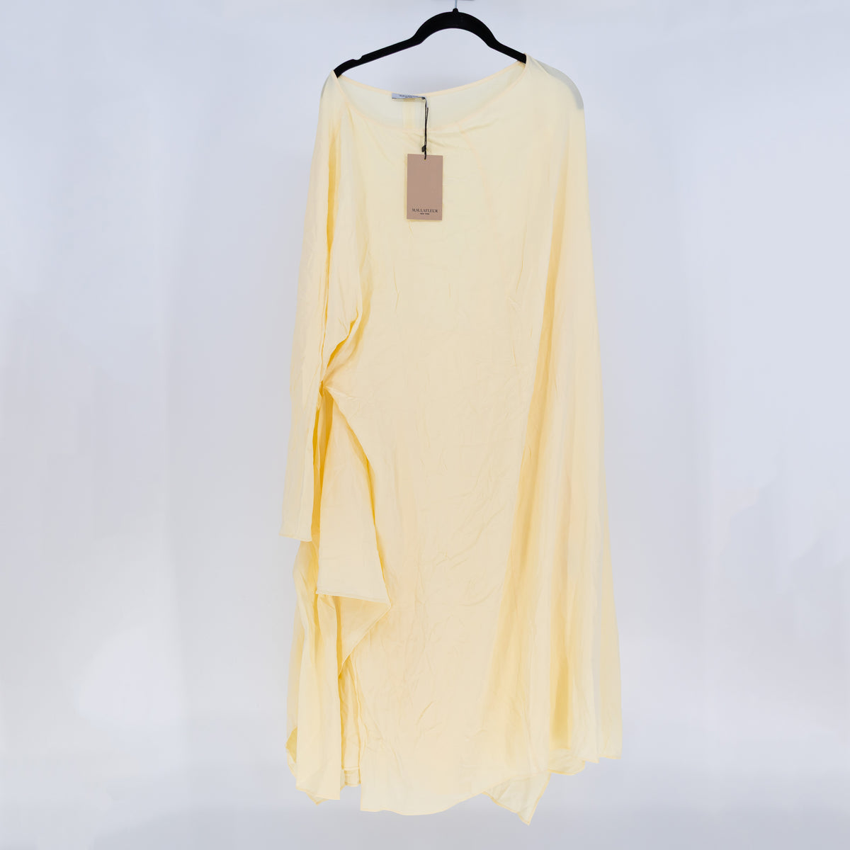 NEW M.M. Lafleur Rashmeen 1.0 Washable Silk Tie Waist Dress Parchment Yellow 14