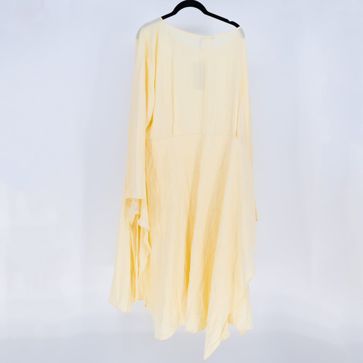 NEW M.M. Lafleur Rashmeen 1.0 Washable Silk Tie Waist Dress Parchment Yellow 14