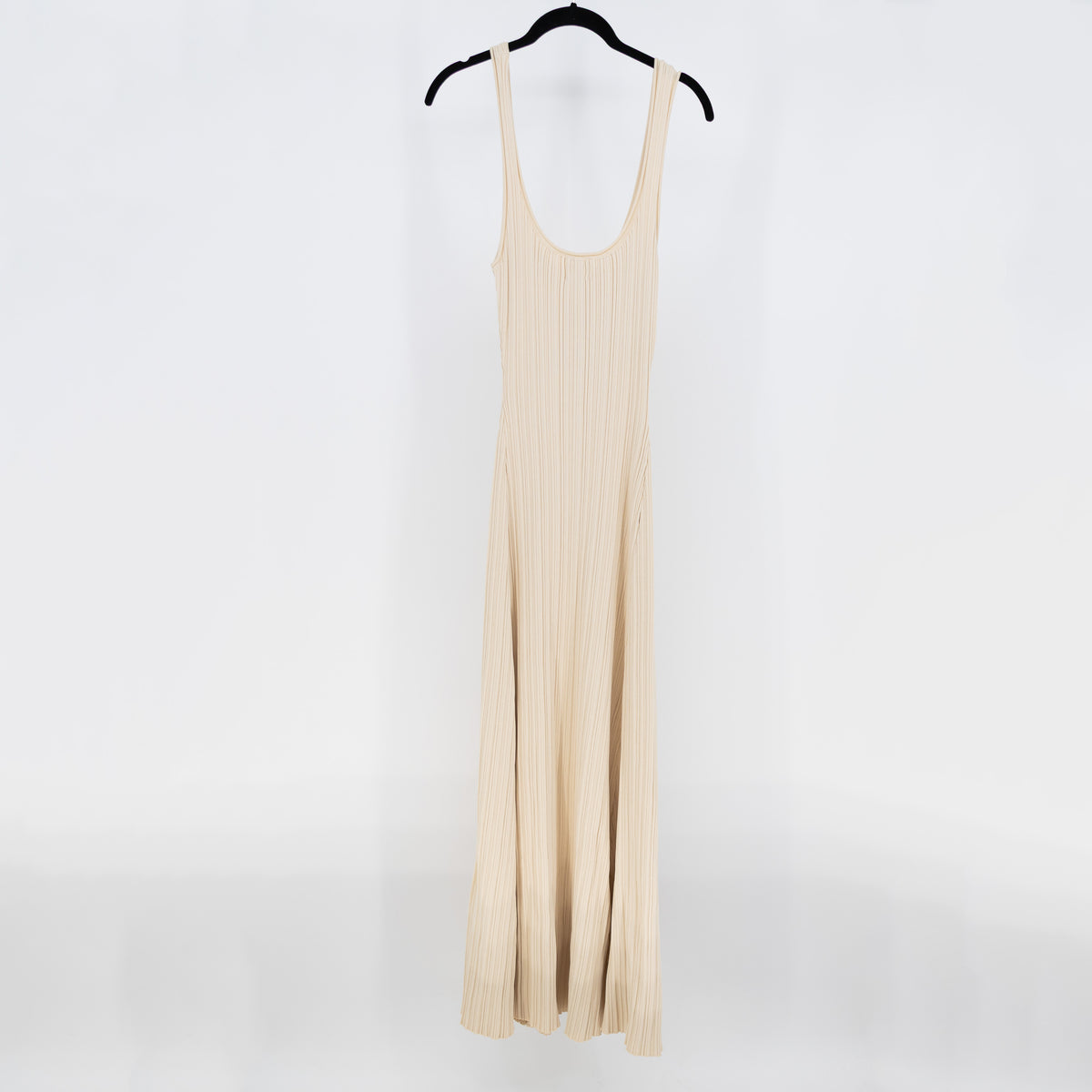 NEW Dissh Bella Butter Knit Ribbed Stretch Pullover Sweater Maxi Dress Neutral