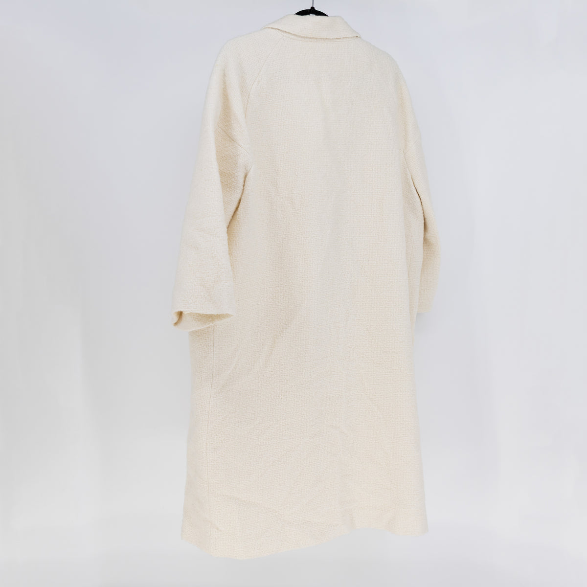 Zara Women's Boucle Tweed Double Breasted Long Pea Coat Jacket Ivory Gold XL