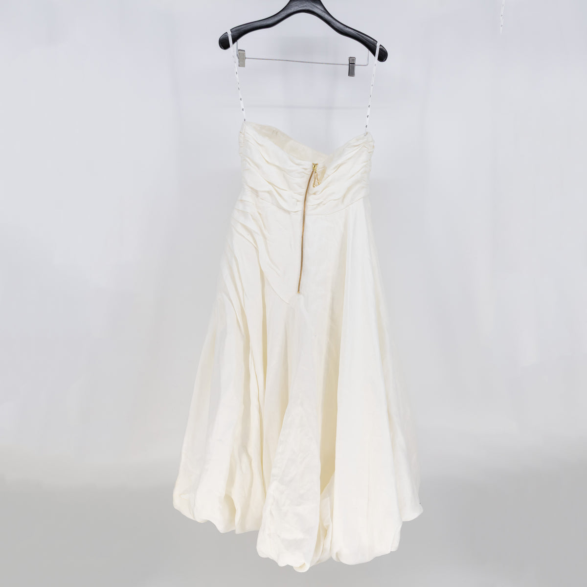 Aje Mika Draped Ruched Split Hel Pearl Fastening Midi Dress Ivory 14