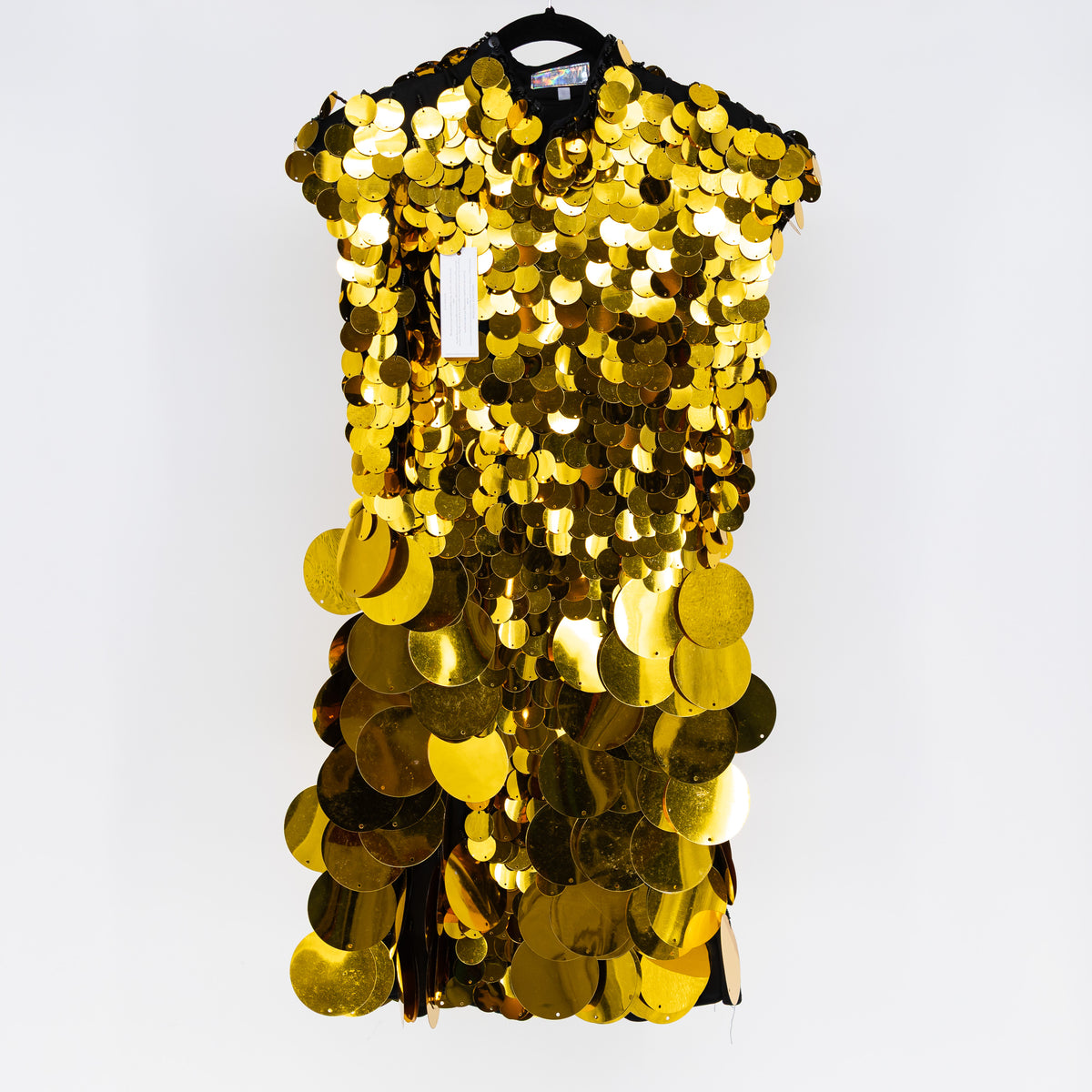 NEW Heyami Disco Disuko Gold Sequin Paillette Mini Party Cocktail Dress Large