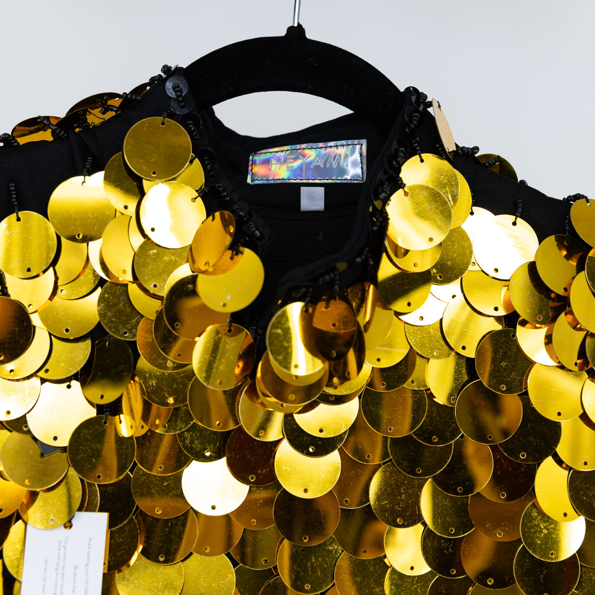 NEW Heyami Disco Disuko Gold Sequin Paillette Mini Party Cocktail Dress Large