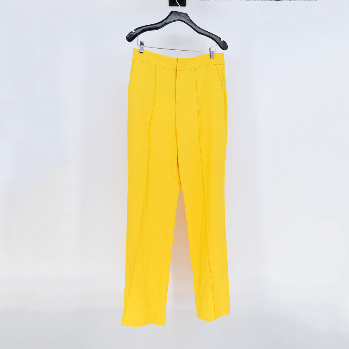 NEW Alice And Olivia Mid Rise Crepe Straight Leg Ankle Length Pants Golden Rod