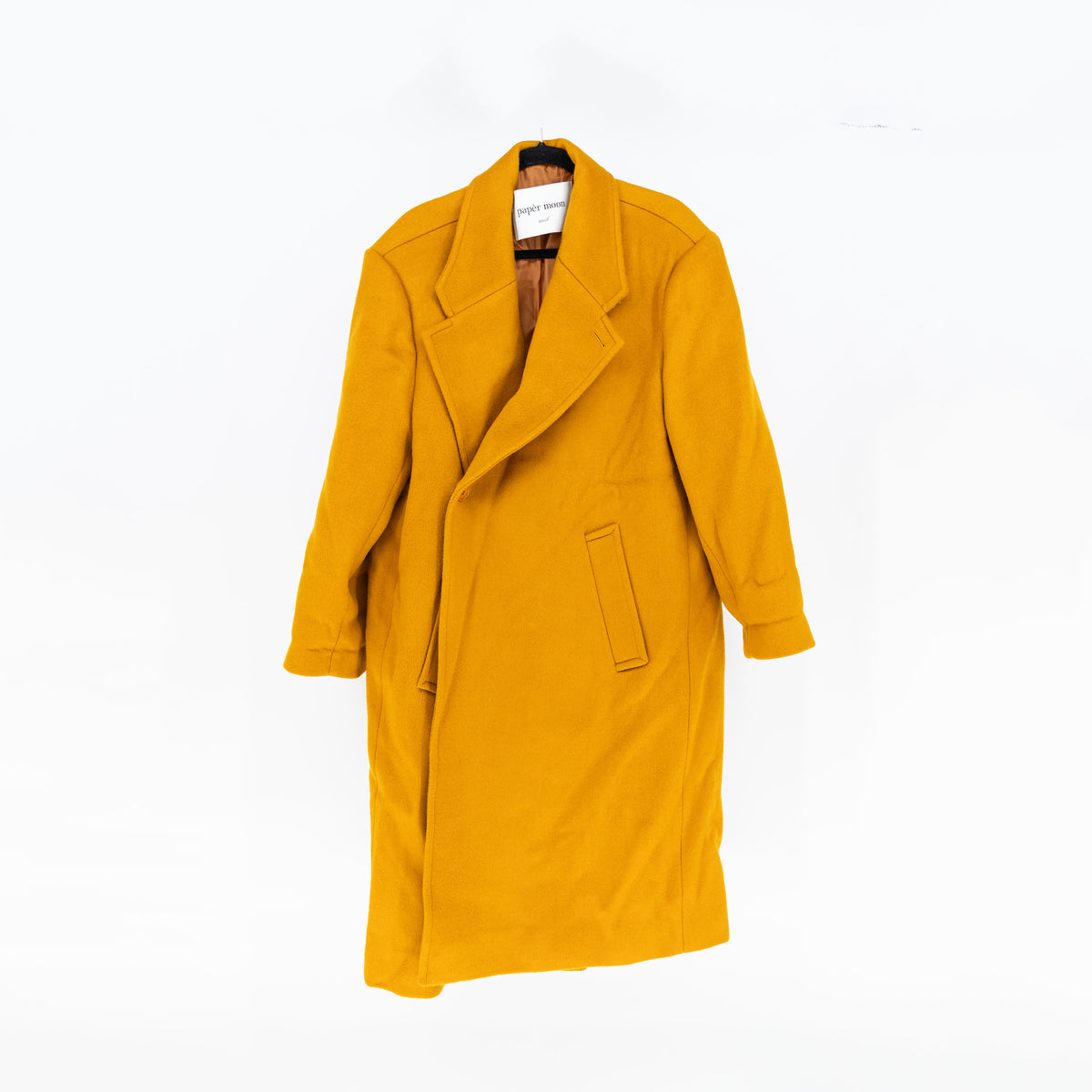Paper Moon Women's Felt Asymmetrical One Button Pea Coat Jacket Yellow XL