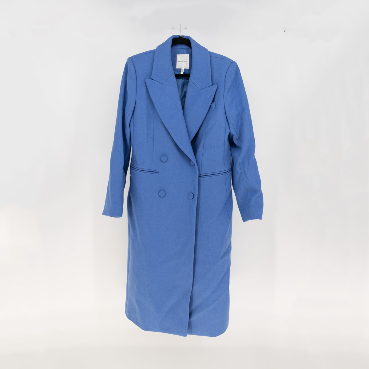 Avec Les Filles Wool Blend Felt Pea Coat Jacket Silverlake Blue Large