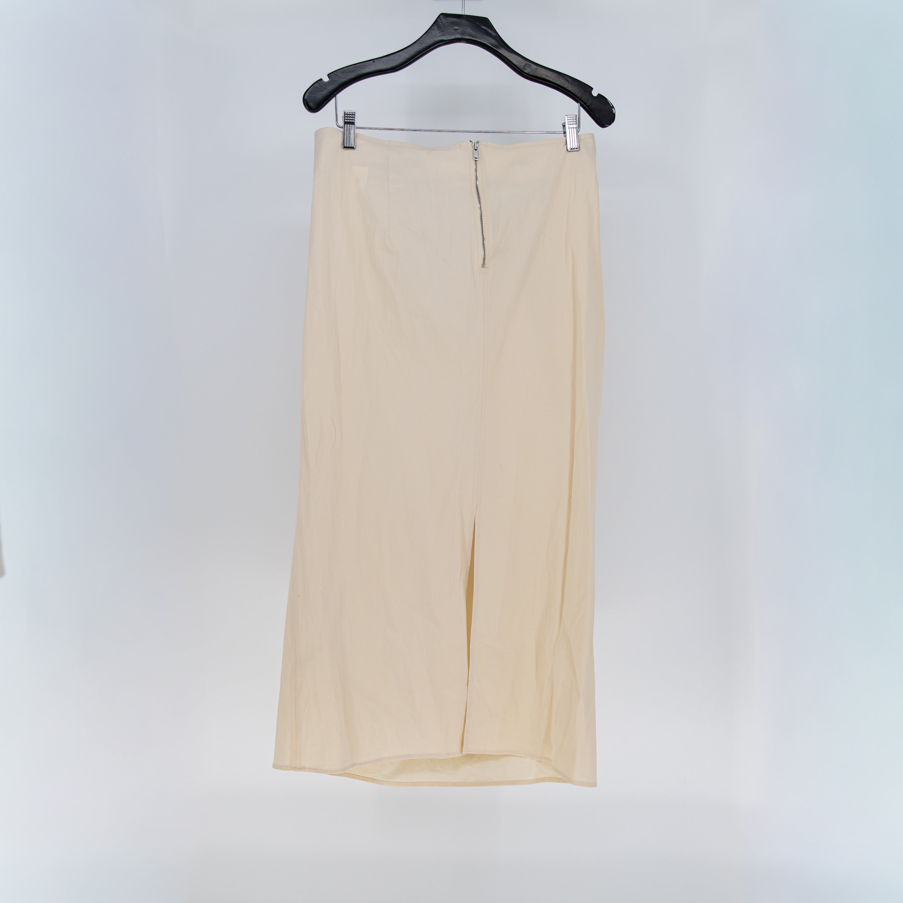 NEW Zara Crepe Stretch Twist Knot Wrap Midi Straight Skirt Neutral XL