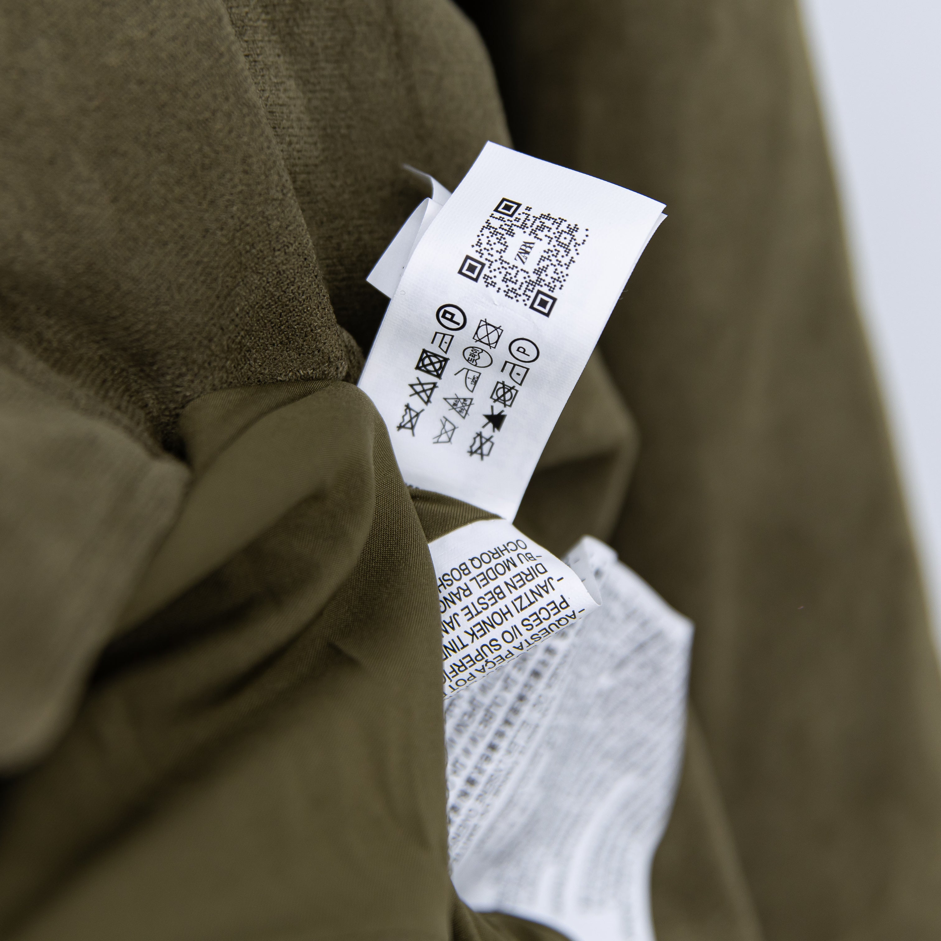 NEW Zara Microfiber Brushed Faux Suede Fill Zip Pleated Collar Jacket Green L