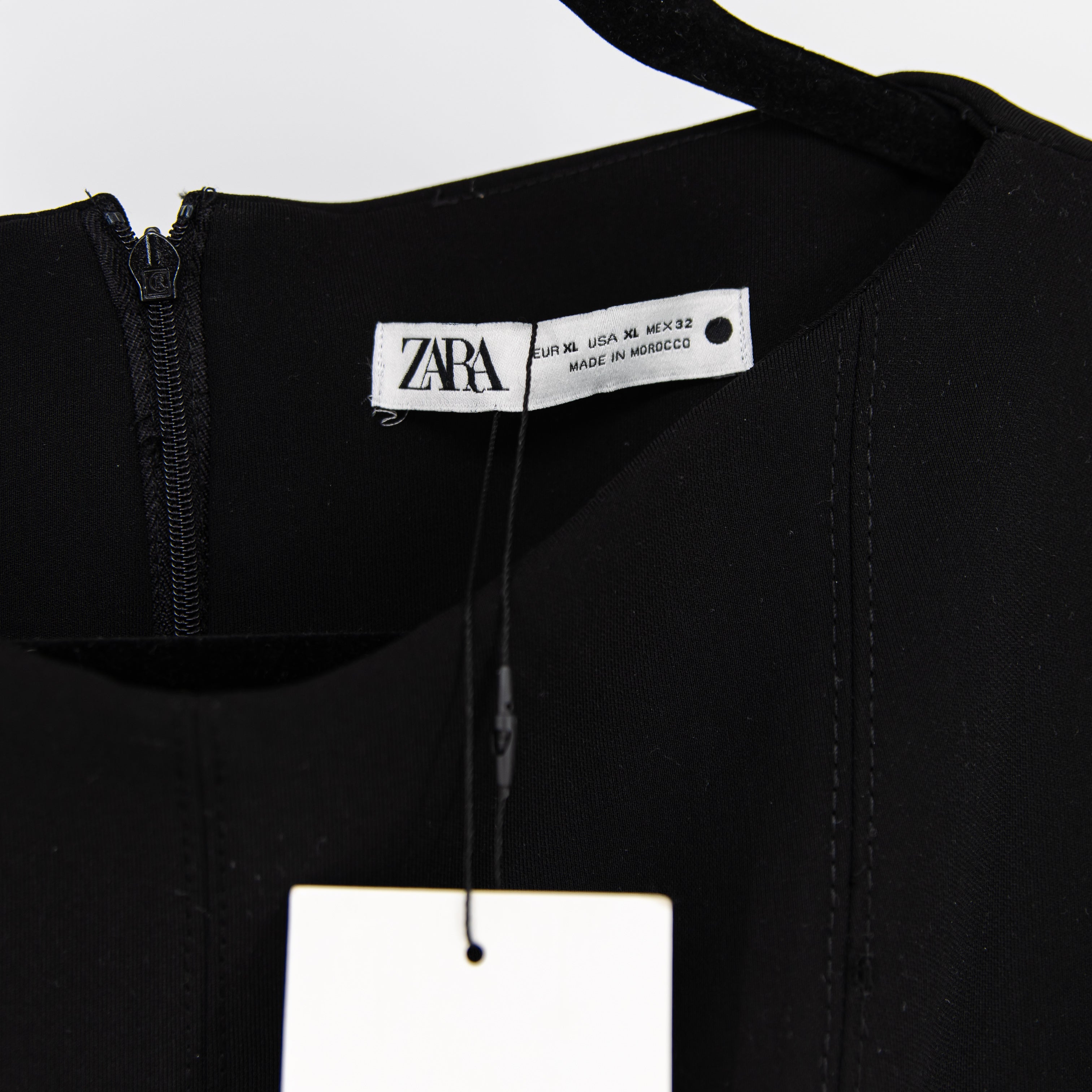 NEW Zara Pleated Sleeveless Boat Neck Skater Twirl Mini Dress Black XL