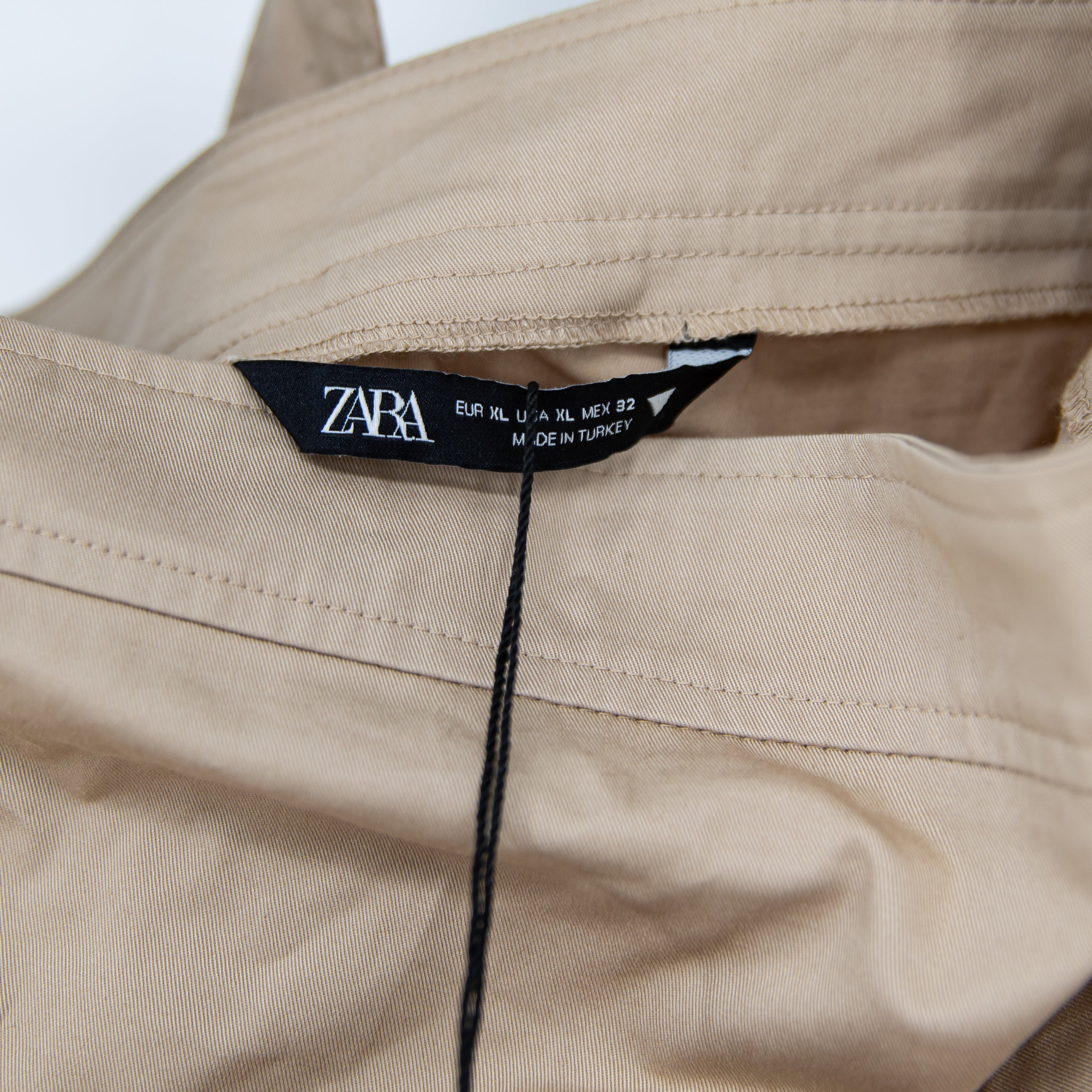 NEW Zara Asymmetric Hem Cotton Poplin Gabardine Tank Top With Buckle Khaki XL