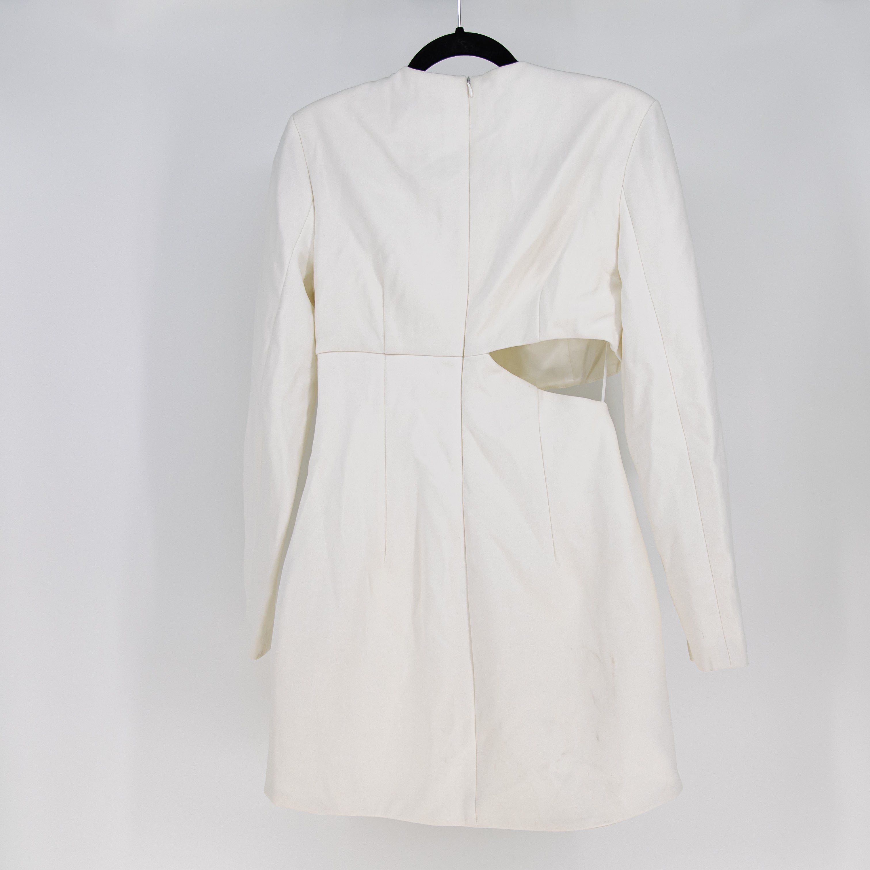NEW Misha Ivanna Bonded Crepe Cut Out Long Sleeve Mini Dress Ivory 10