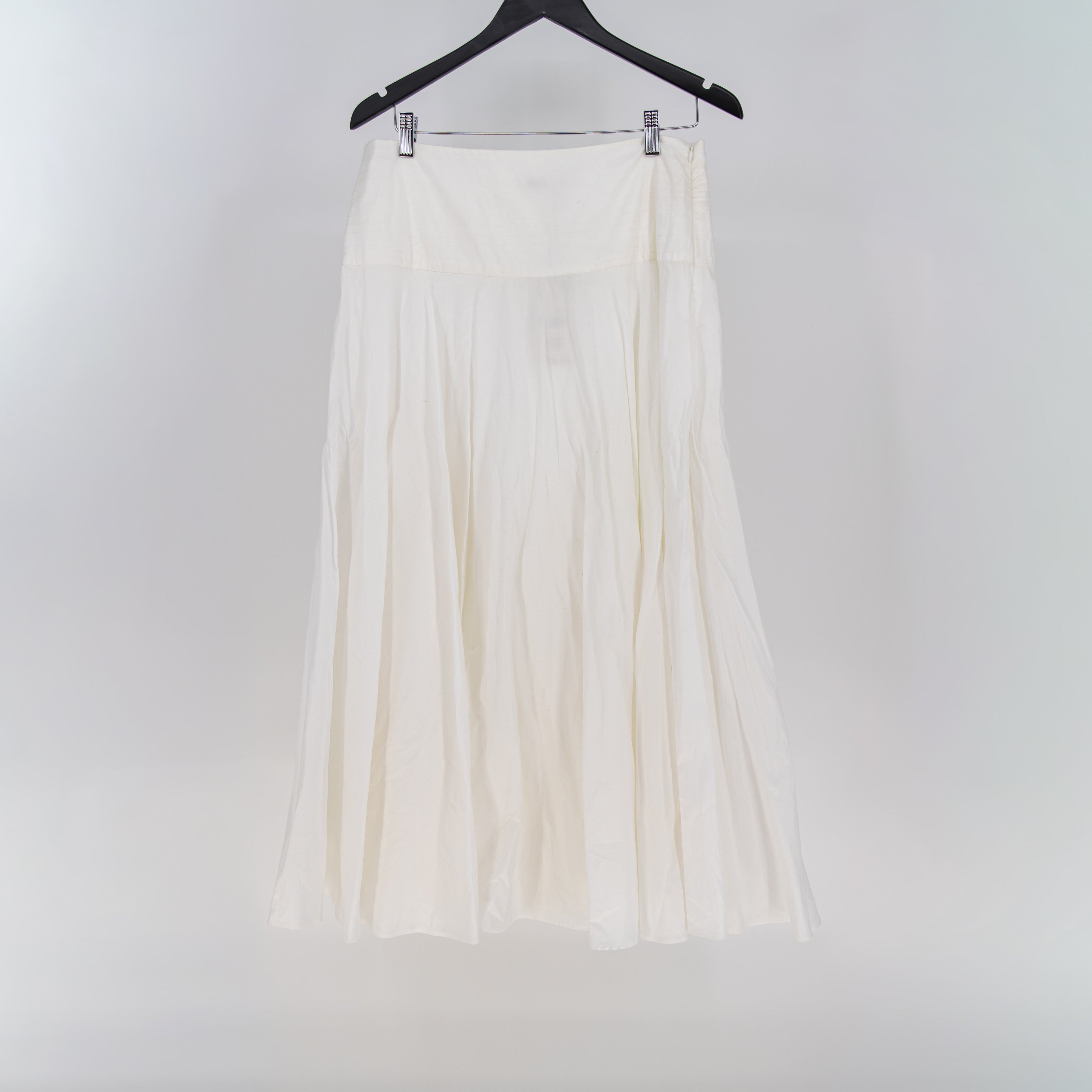NEW Zara Cotton Stitch Waist A Line Pull On Midi Dress Solid White Large