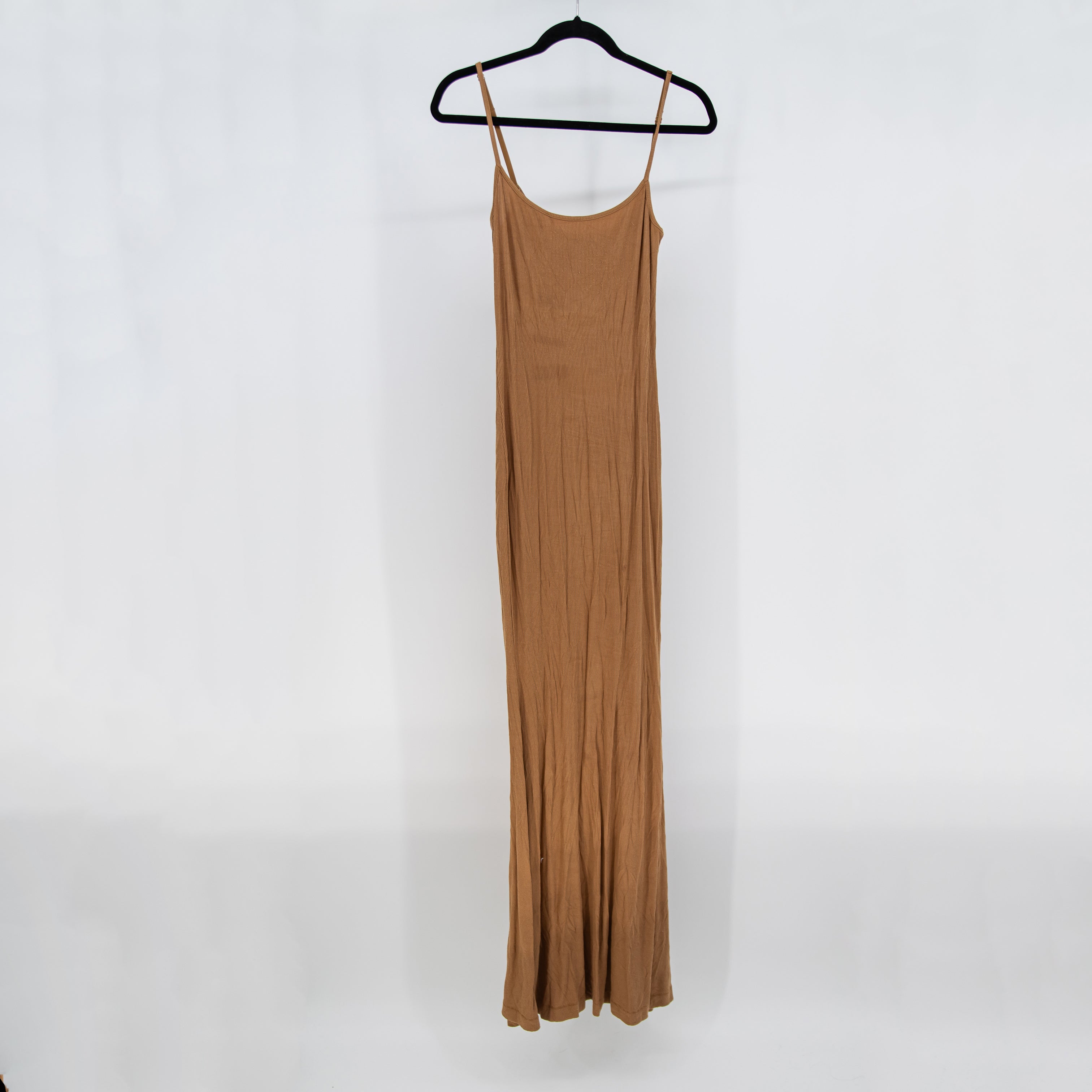 Skims Soft Lounge Slip Ribbed Knit Stretch Tank Maxi Dress Bronze Brown Large