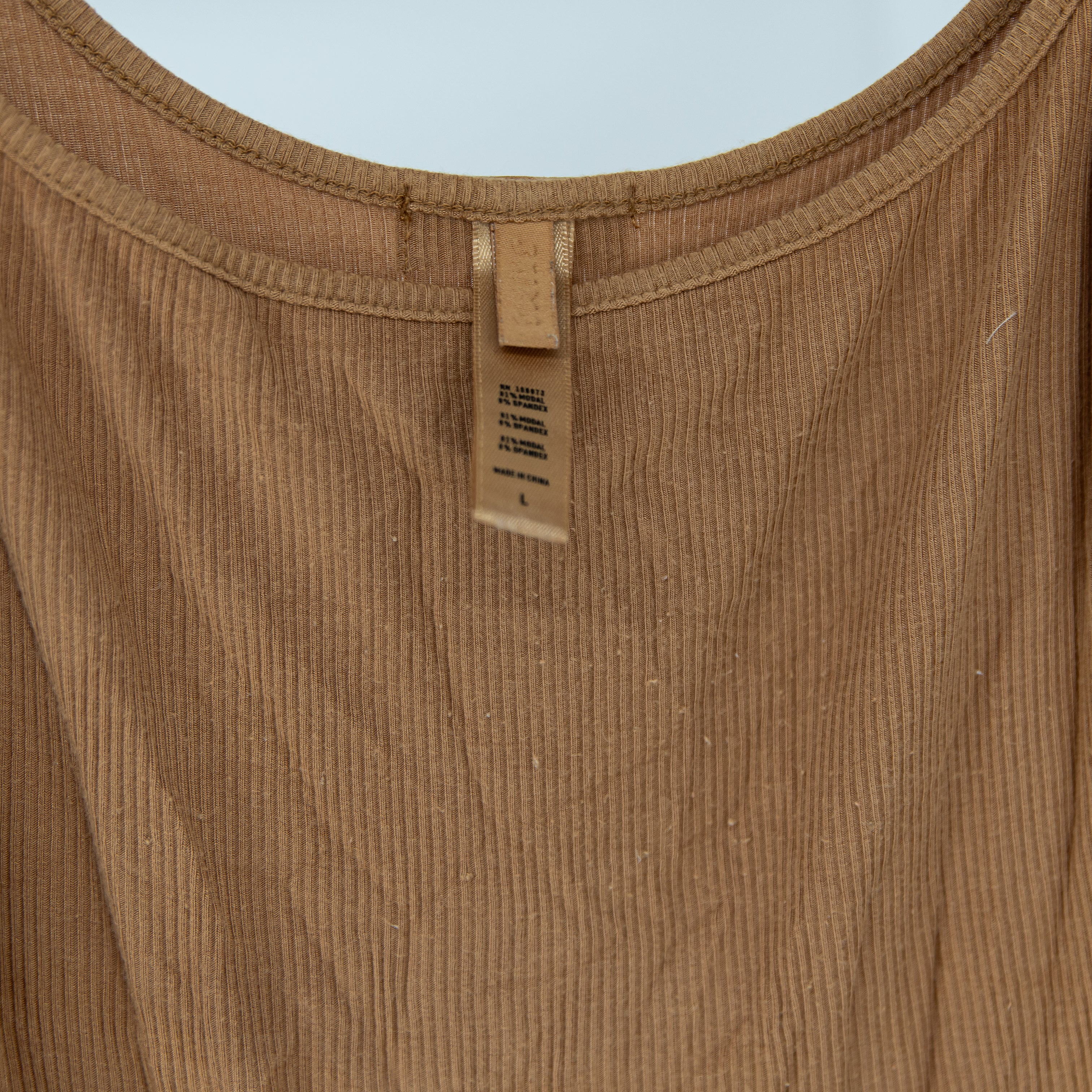 Skims Soft Lounge Slip Ribbed Knit Stretch Tank Maxi Dress Bronze Brown Large