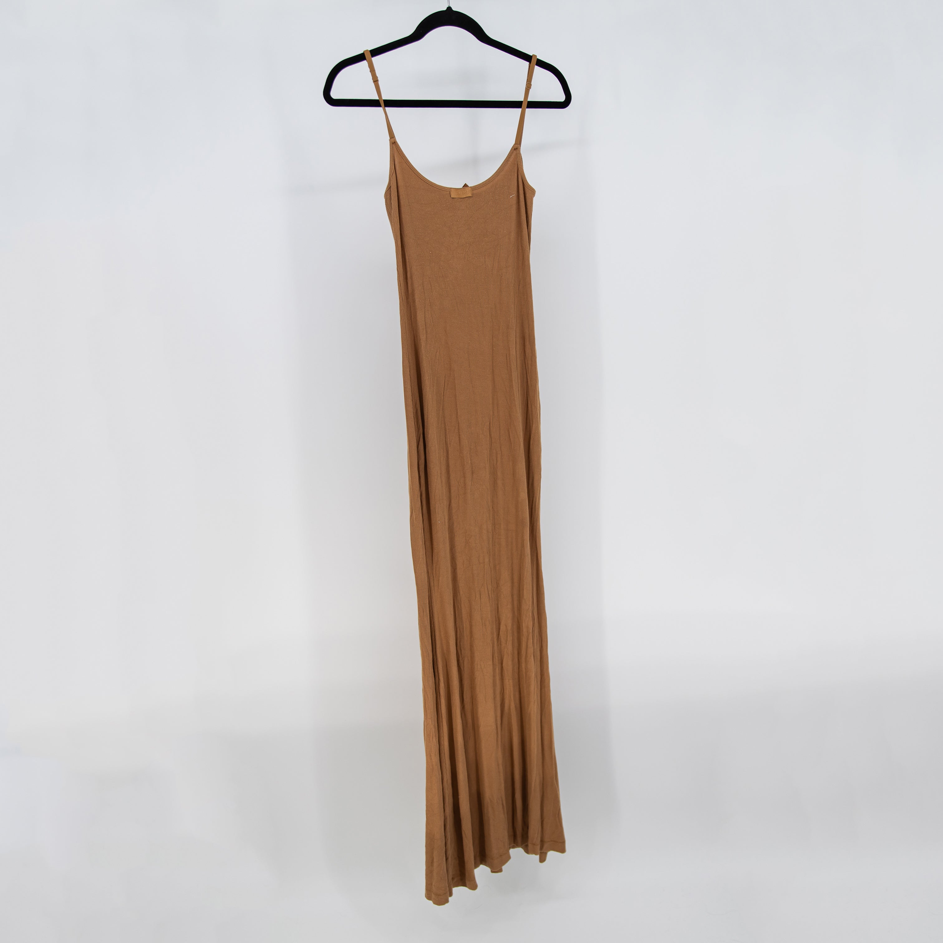 Skims Soft Lounge Slip Ribbed Knit Stretch Tank Maxi Dress Bronze Brown Large