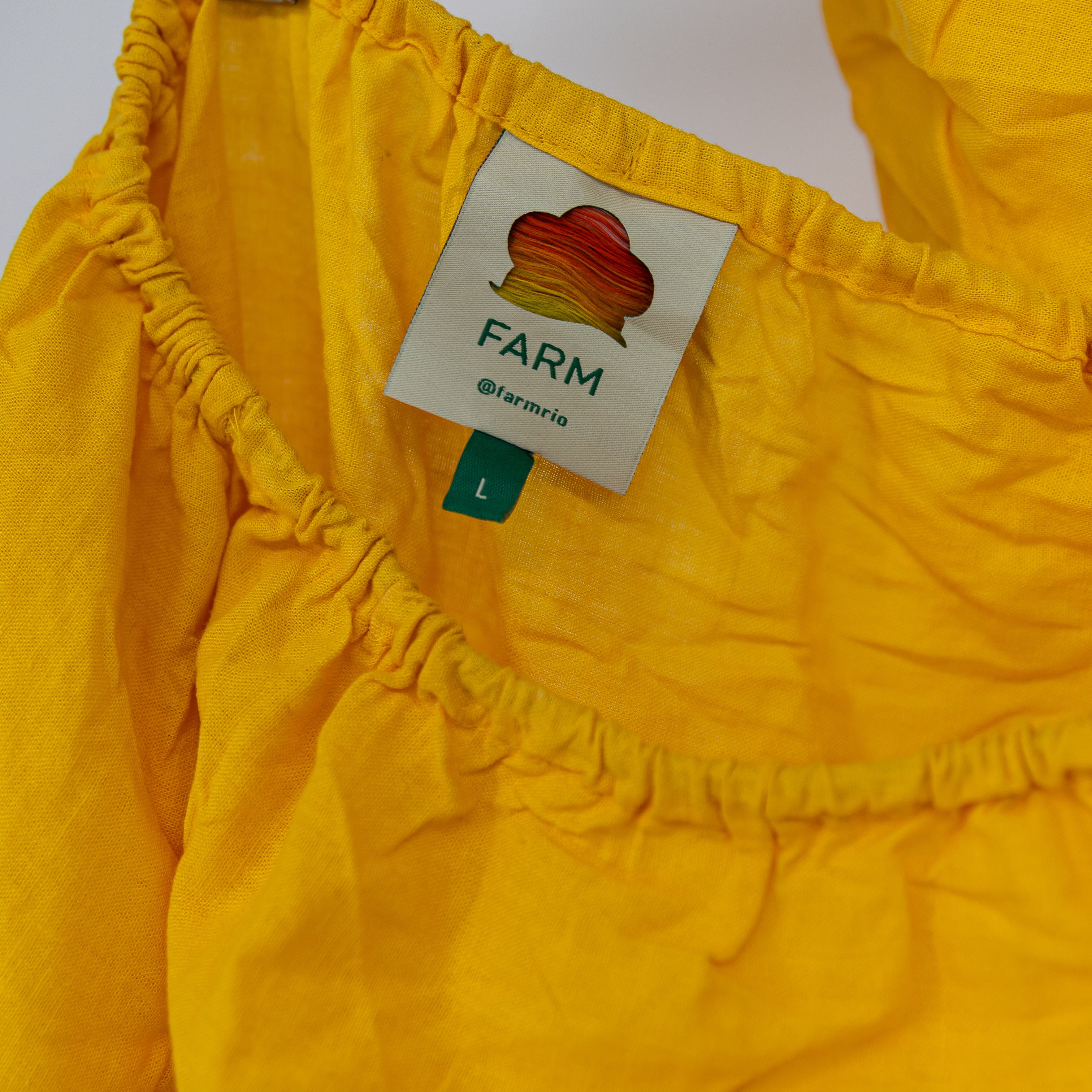 Farm Rio Linen Blend One Shoulder Cut Out Waist Midi A Line Dress Yellow Large