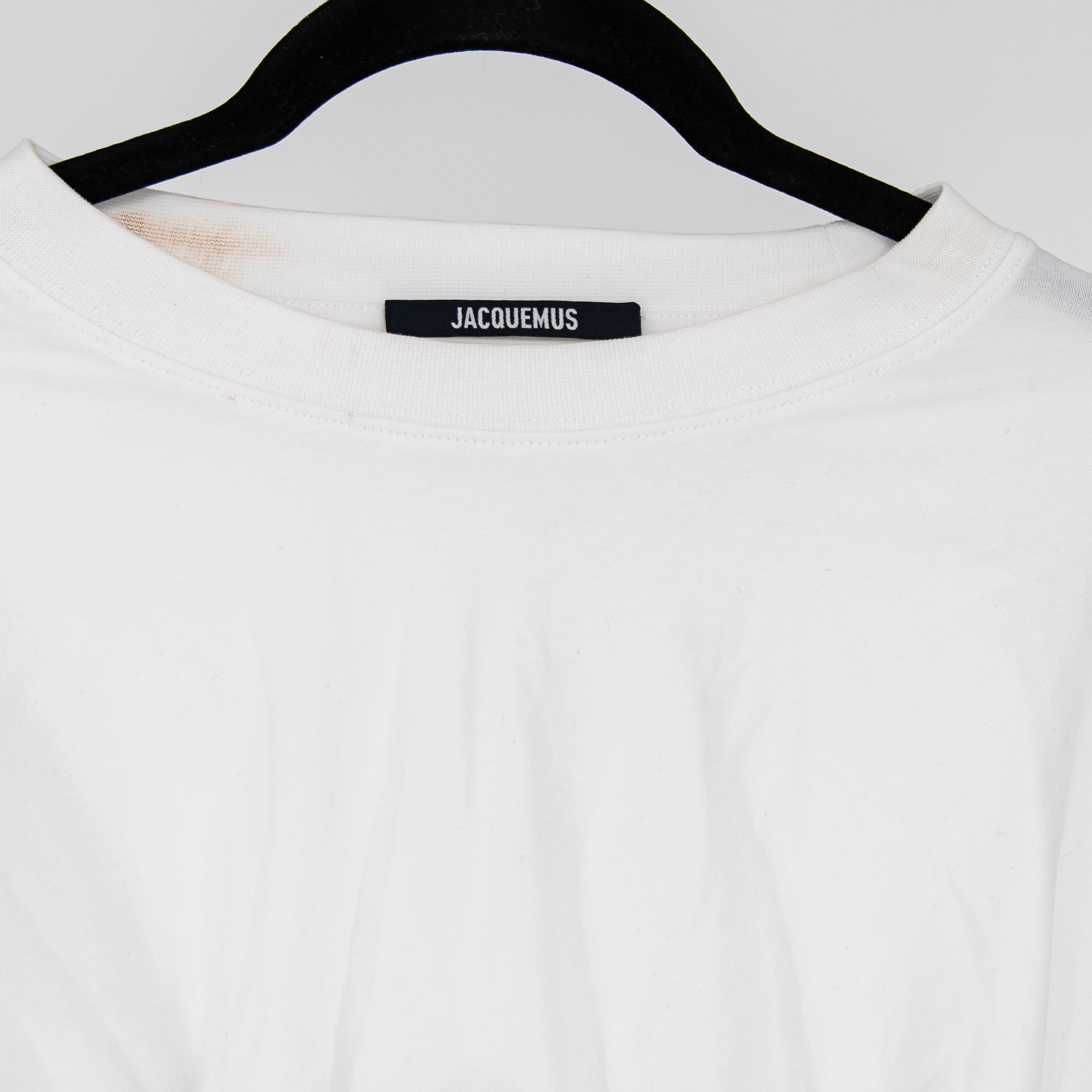Jacquemus Cotton Stretch Corseted Gathered Crew Neck Short Sleeve Tee Shirt XXL