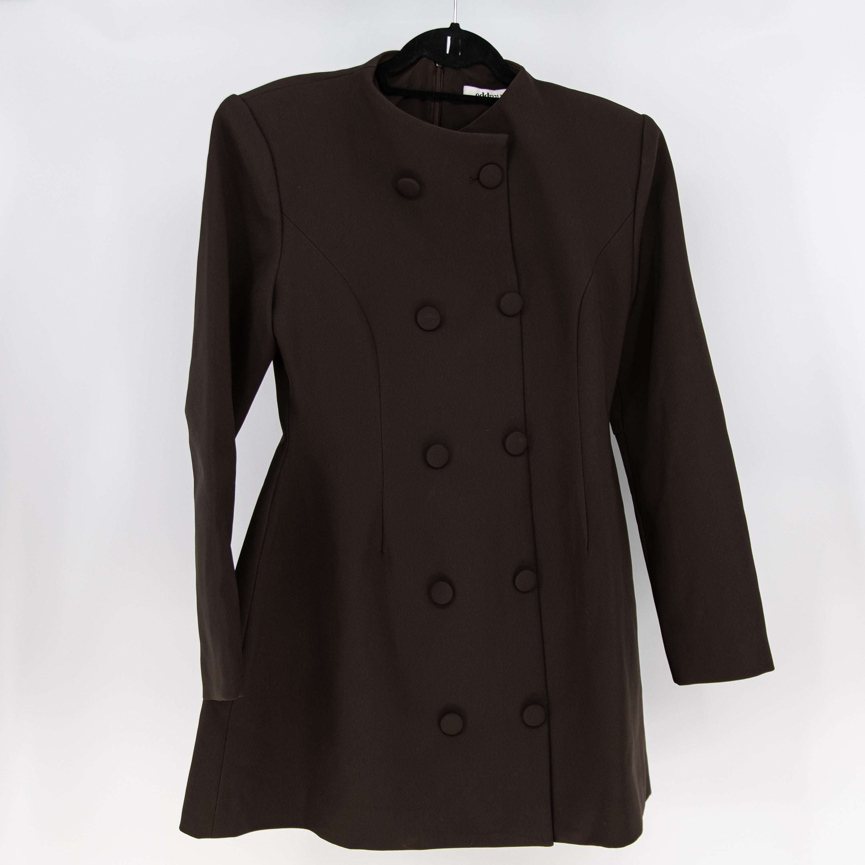Odd Muse Women's Double Breasted Button Structured Mini Dress Classic Brown XL