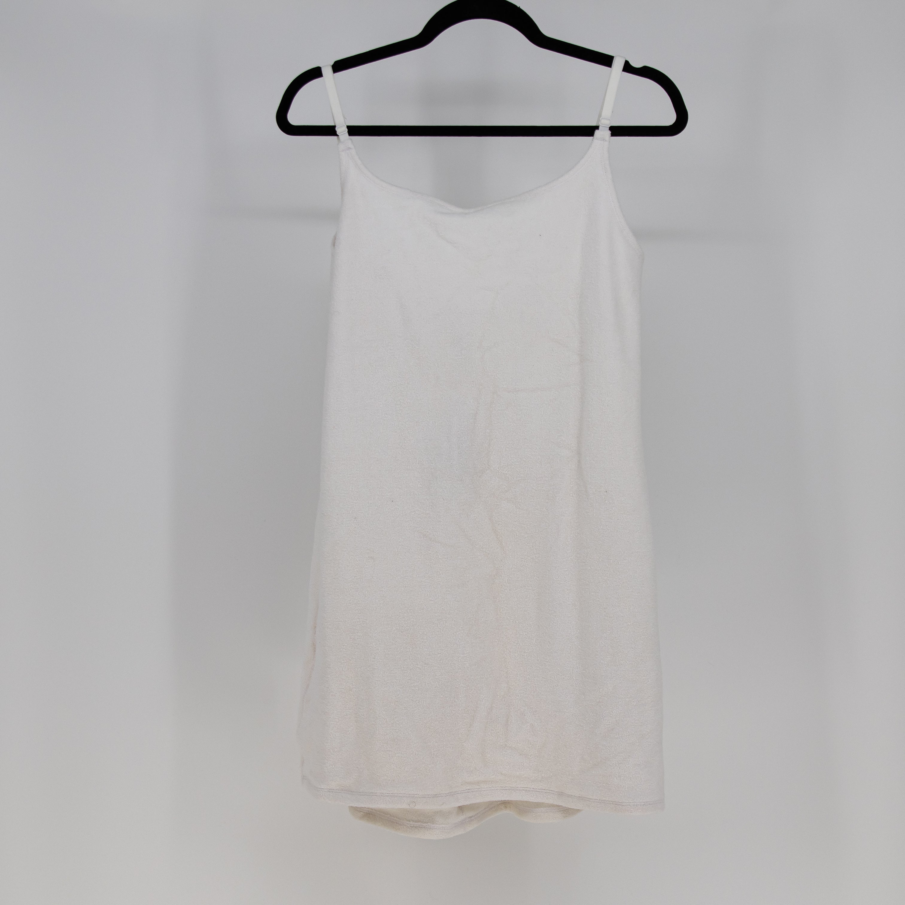 NEW Skims Terry Cotton Stretch Scoop Neck Bodycon Mini Dress Marble White XXL