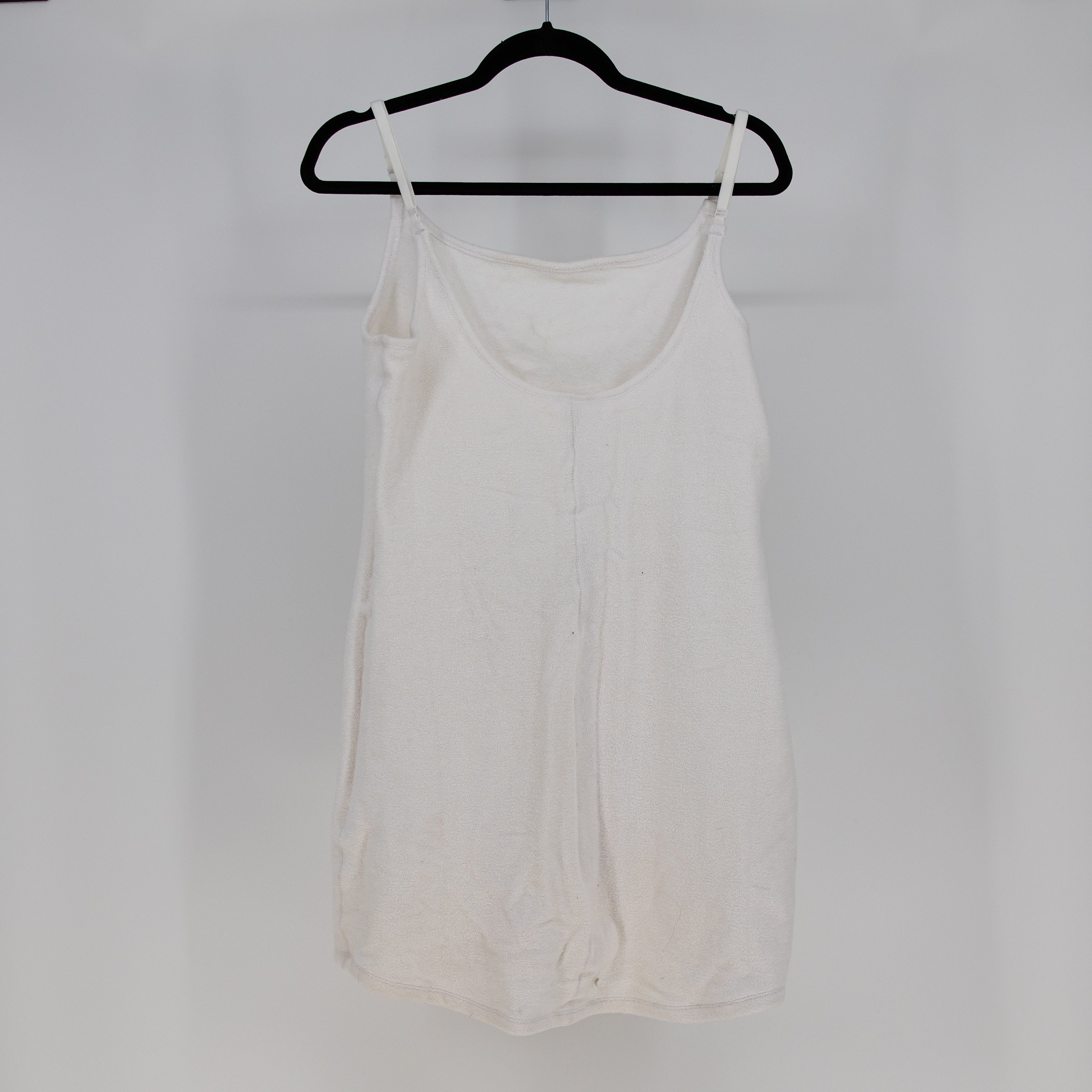 NEW Skims Terry Cotton Stretch Scoop Neck Bodycon Mini Dress Marble White XXL