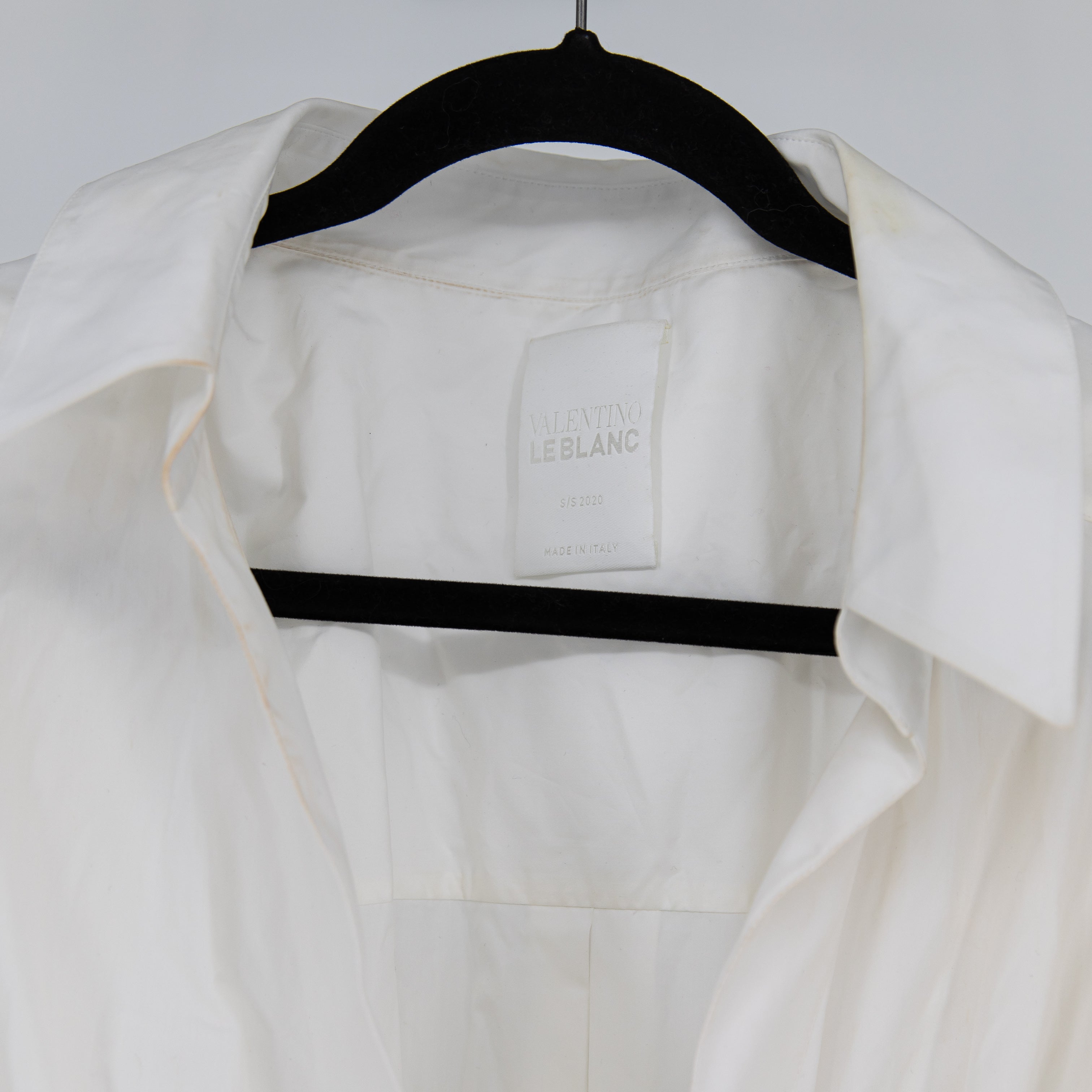 Valentino Le Blanc Cotton Poplin Puff Sleeve Wrap Pleated Shirt Dress White XL
