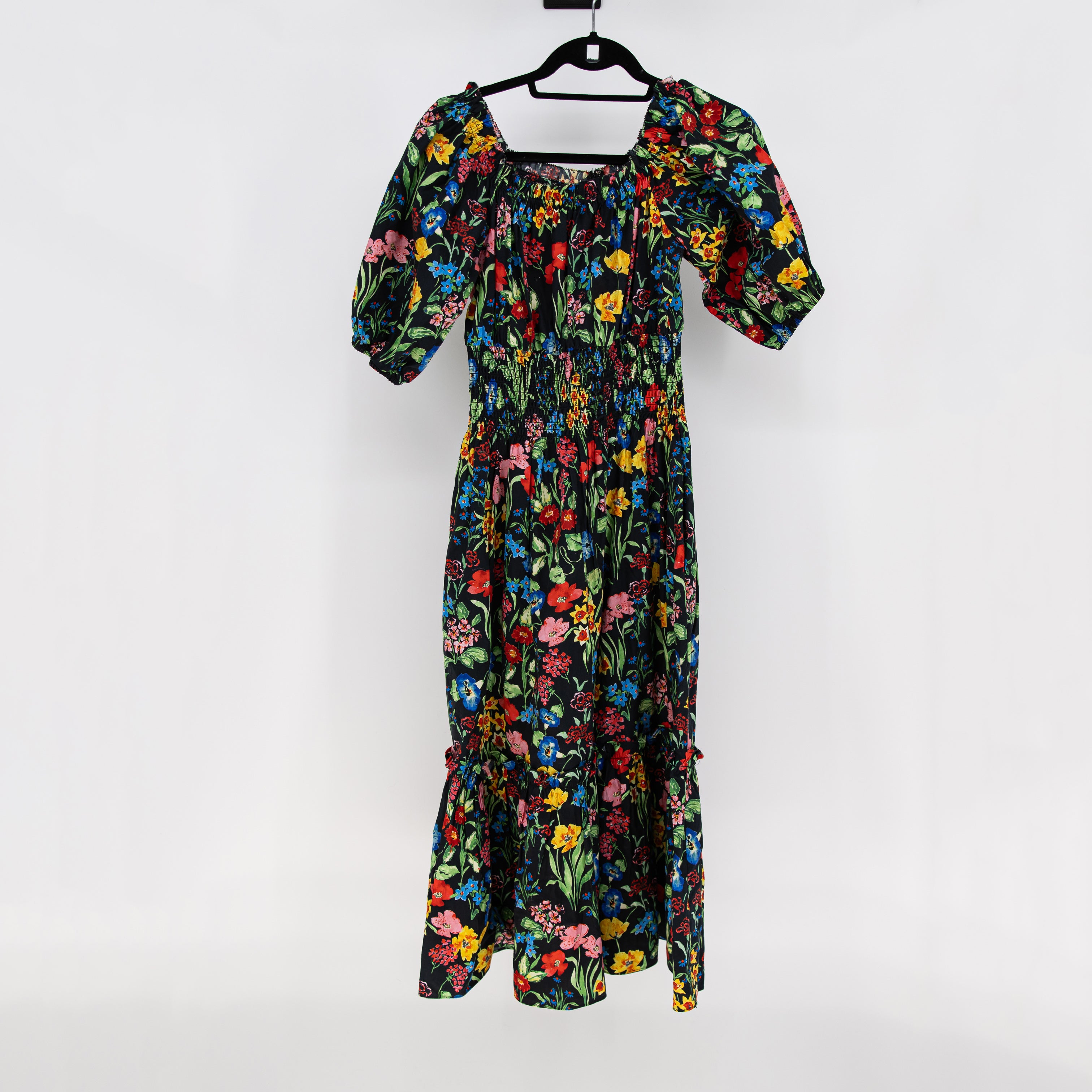Cara Cara Mimi Cotton Poplin Floral Flower Print Pattern Midi Dress Small