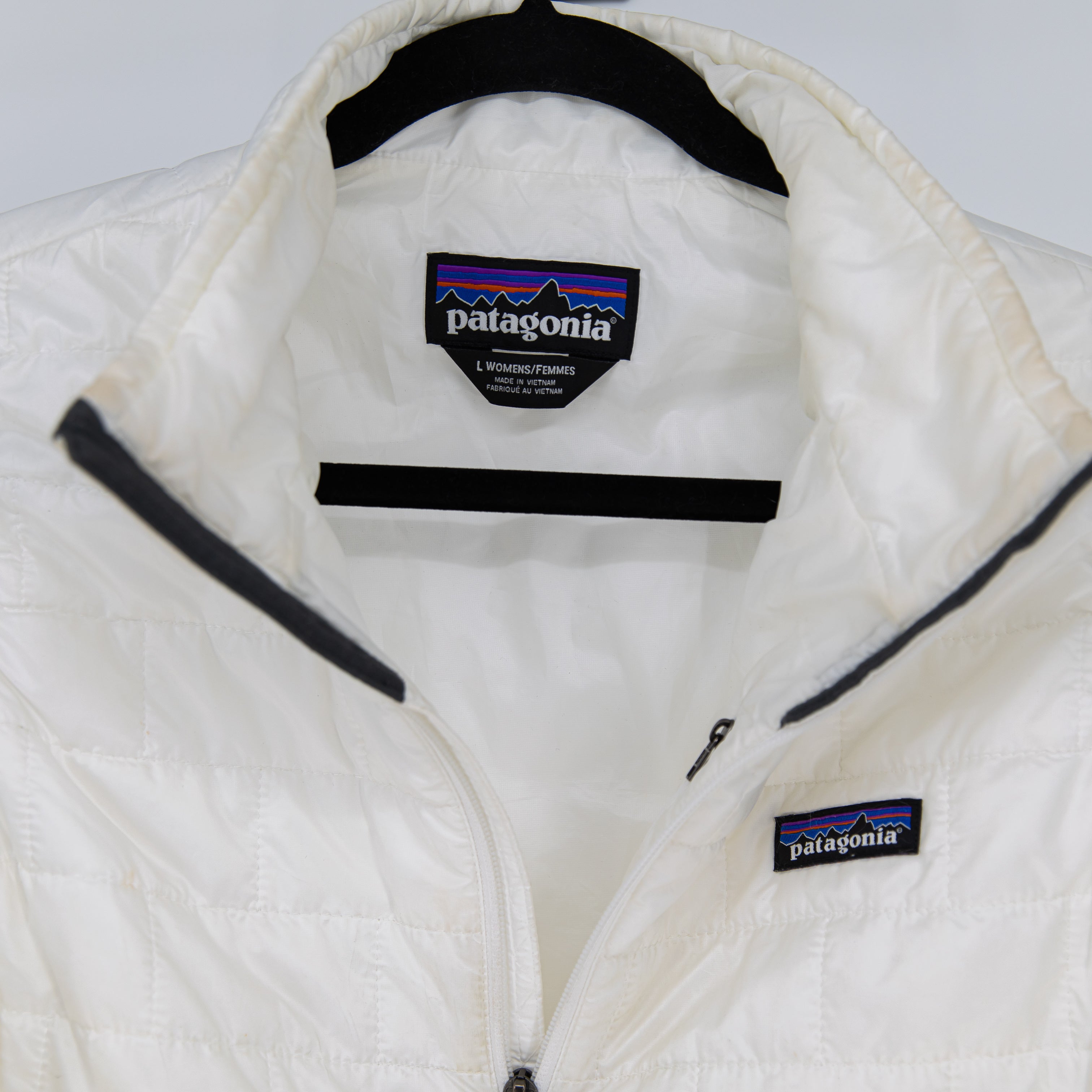 Patagonia Women's Nano Puff Quilted Sleeveless Full Zip Vest Jacket White Large