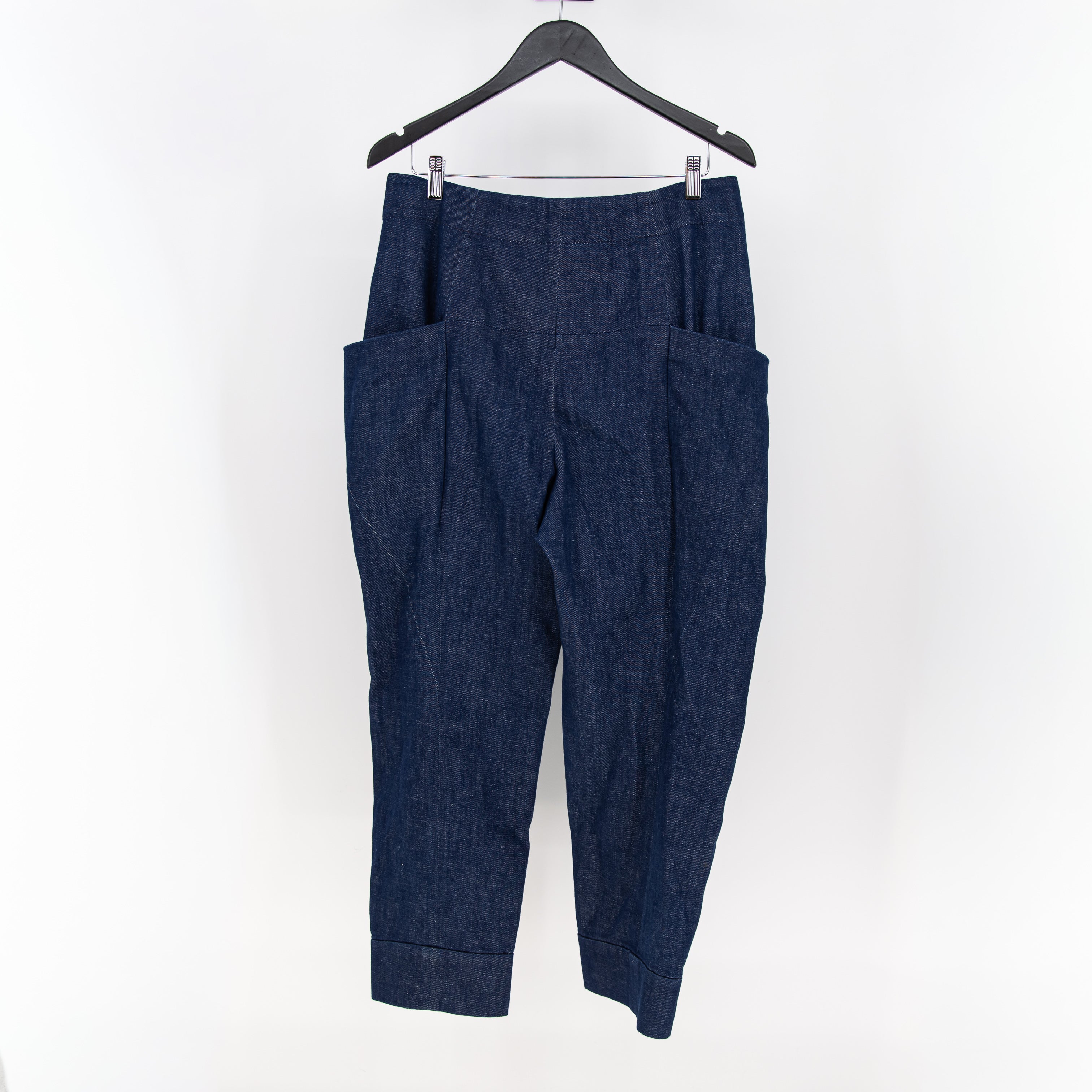 Maria Cornejo Organic Cotton Exaggerated Pockets Ankle Crop Denim Jeans Blue 10
