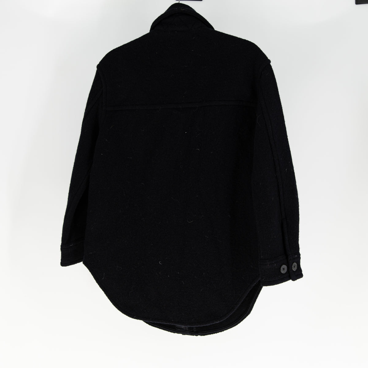 Wilfred Free Aritzia The Ganna Merino Wool Felt Button Front Shirt Jacket Black