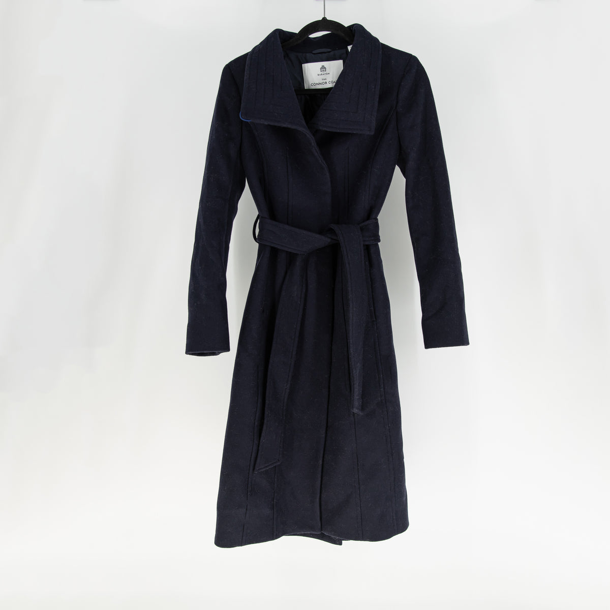 Babaton Aritzia The Connor Soft Wool Cashmere Belted Coat Jacket Navy Blue XS
