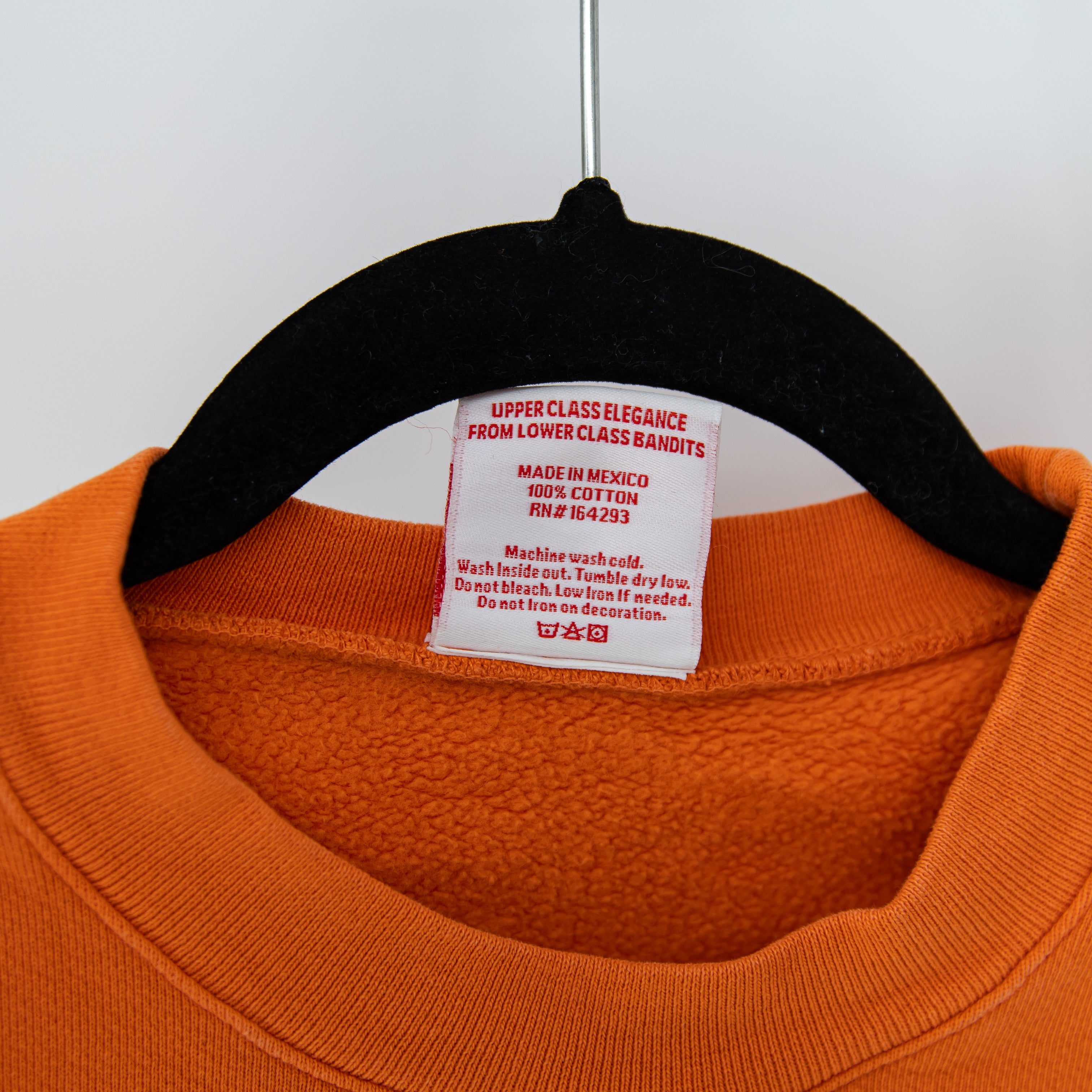 Enchante Peach Orange Graphic Print Cotton Fleece Crew Neck Sweatshirt Sweater