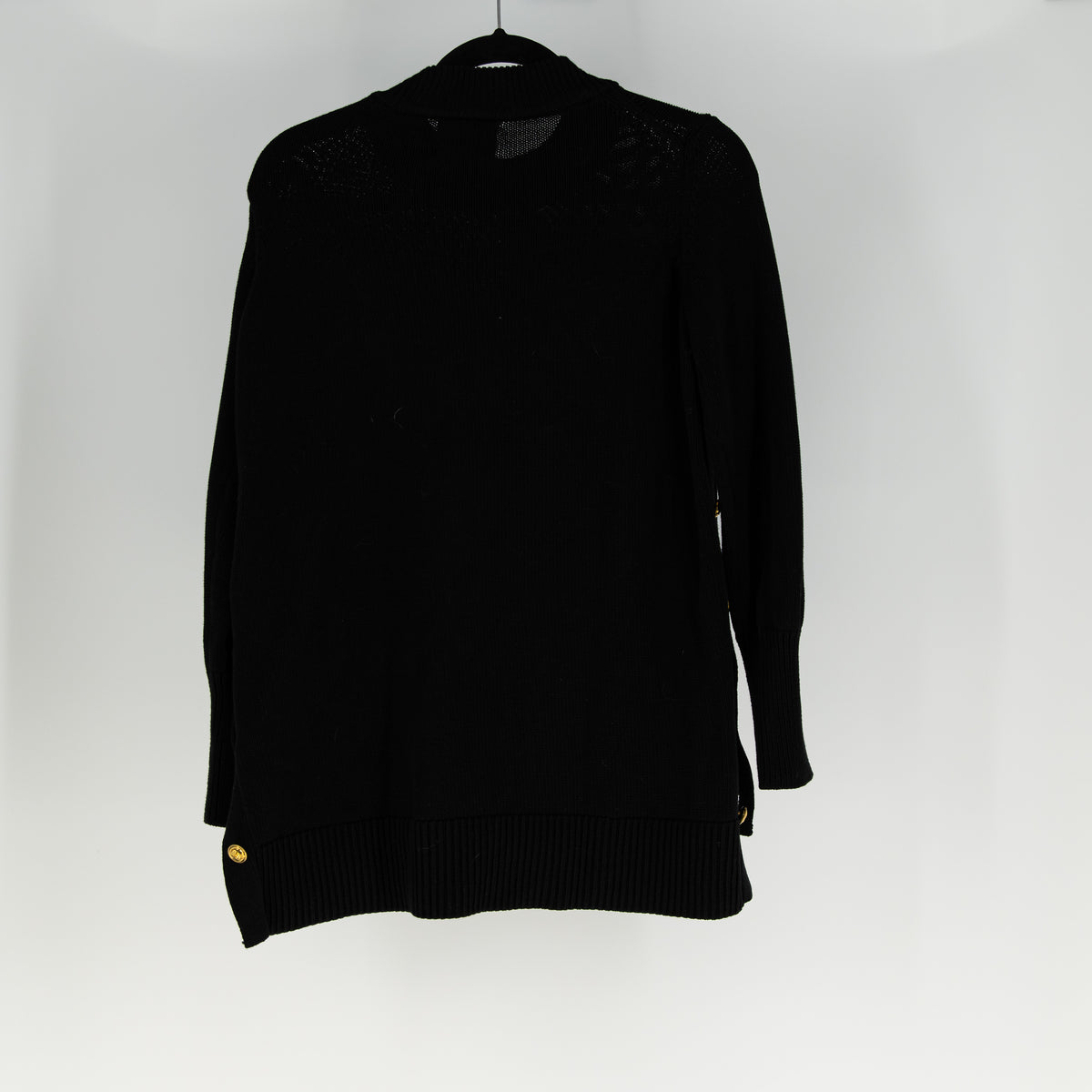 Tuckernuck Bexley Cotton Crew Neck Nautical Button Side Crew Neck Sweater Black